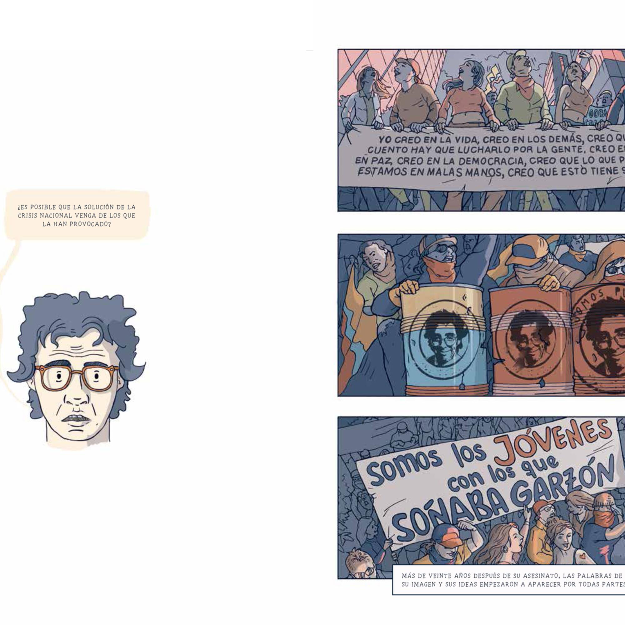 Doble página del cómic ‘Garzón, el duelo imposible’, de Alfredo Garzón y Verónica Ochoa