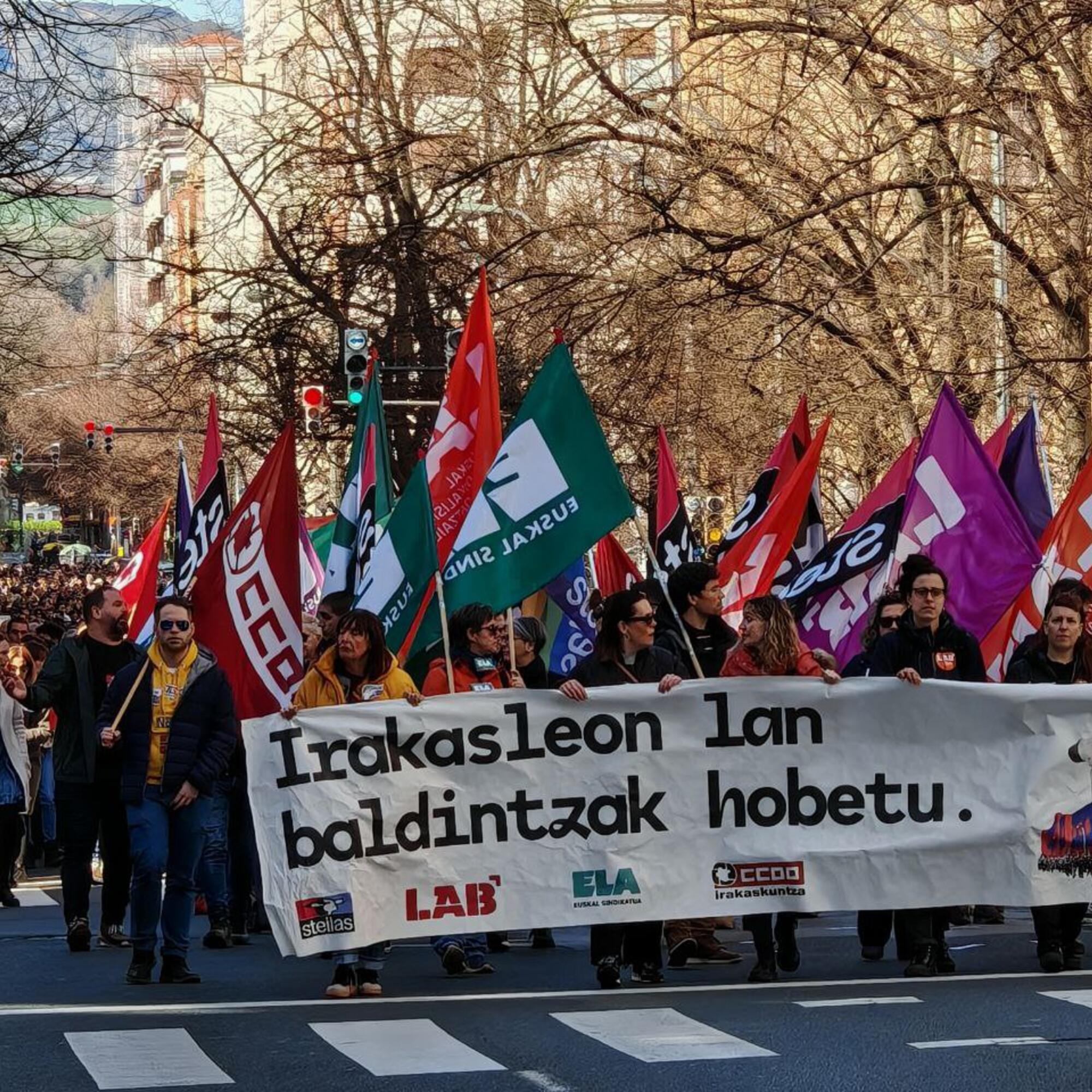 Huelga unitaria en educación vasca