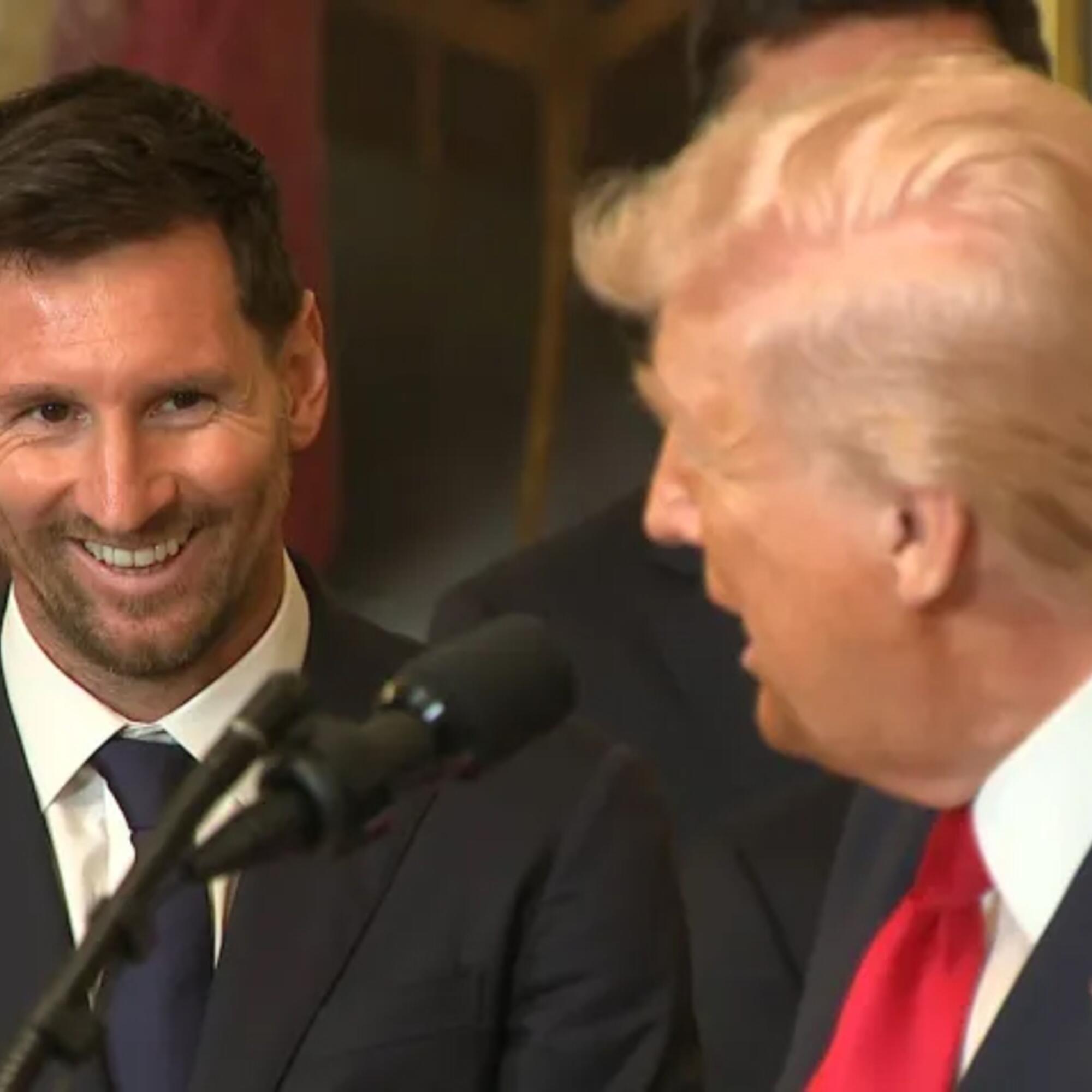 Lionel Messi y Donald Trump en la Casa Blanca (peque)