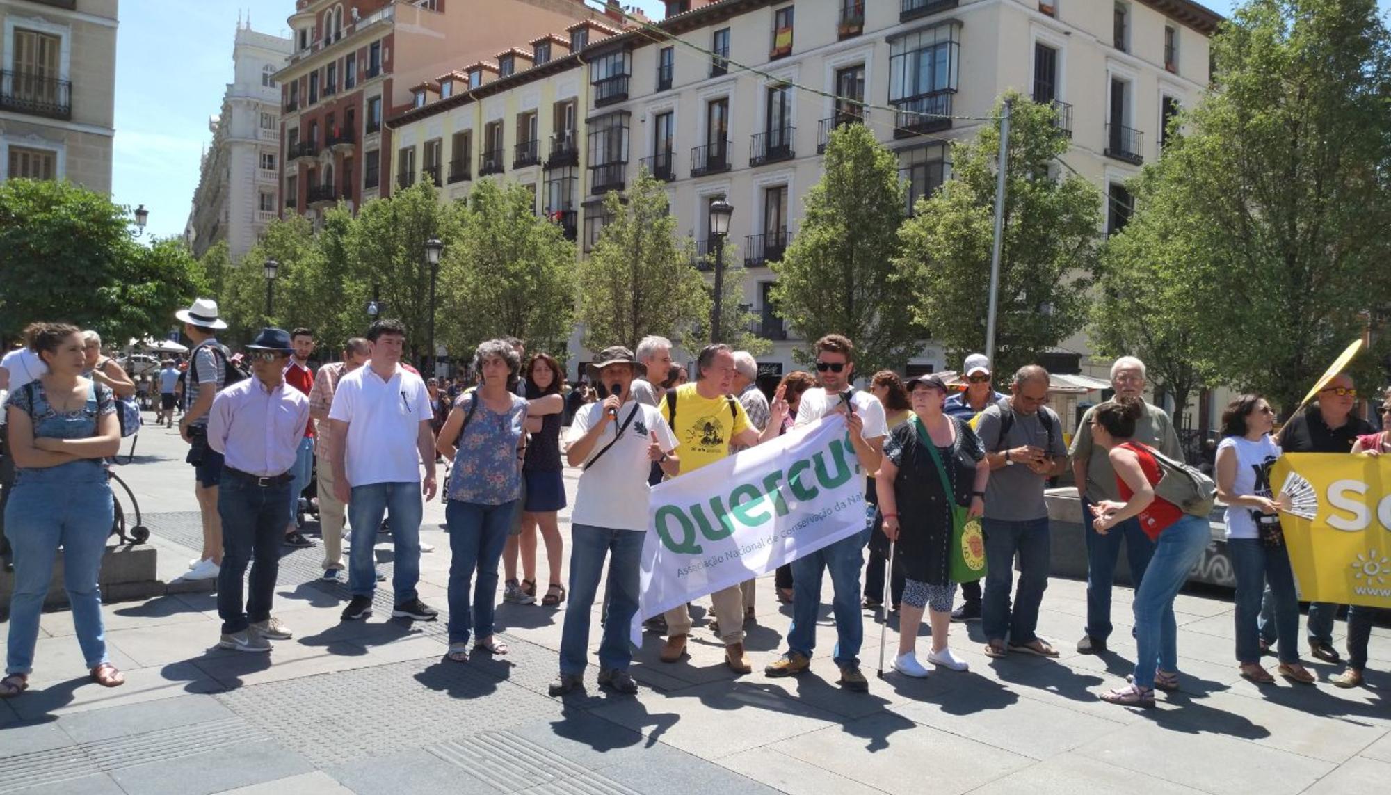 Nuno Sequeira durante la concentración del Foro Social Mundial Antinuclear Madrid 2019 en Madrid, 2 de junio.