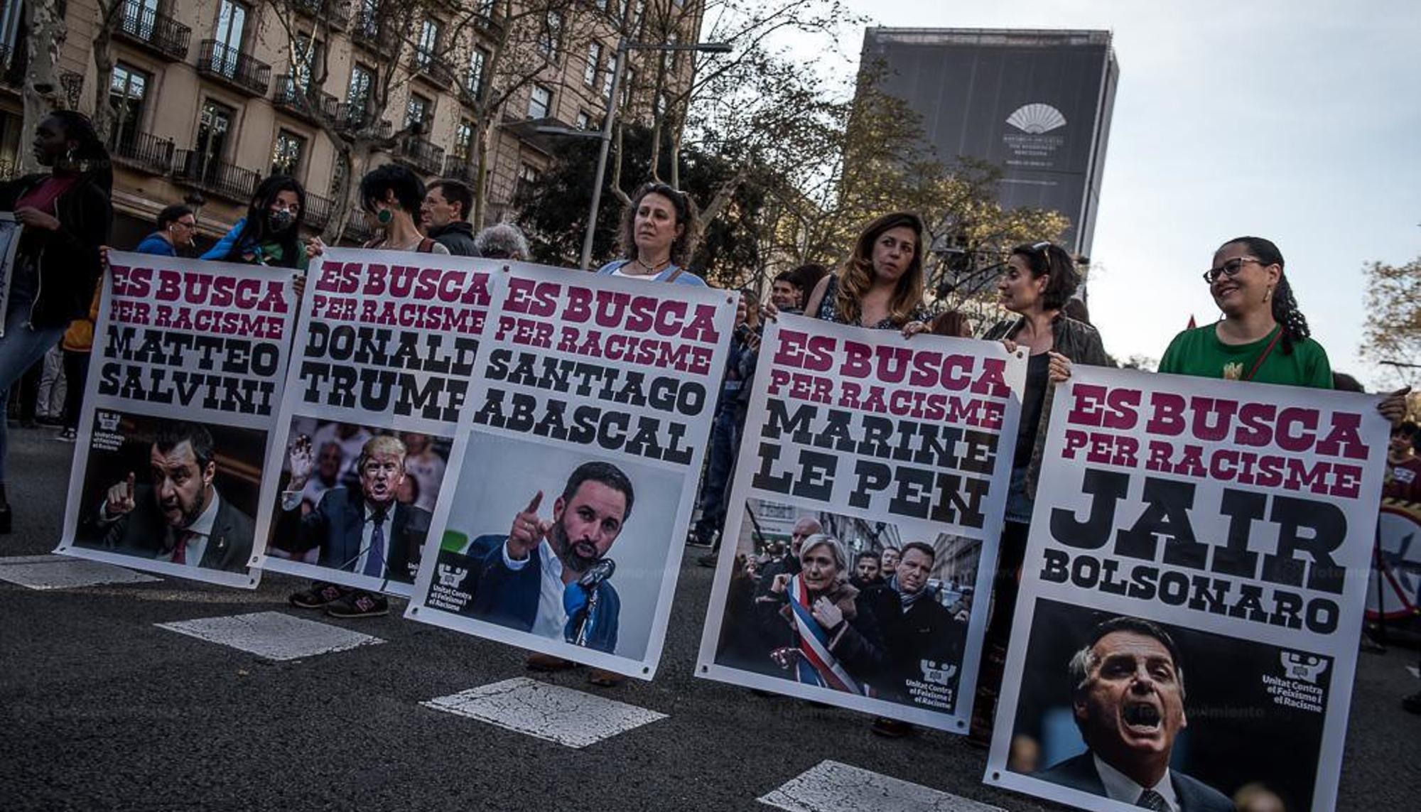 Manifestación contra Vox el 21 de marzo de 2019 en Barcelona. Imagen de Xavi Ariza / Fotomovimiento.