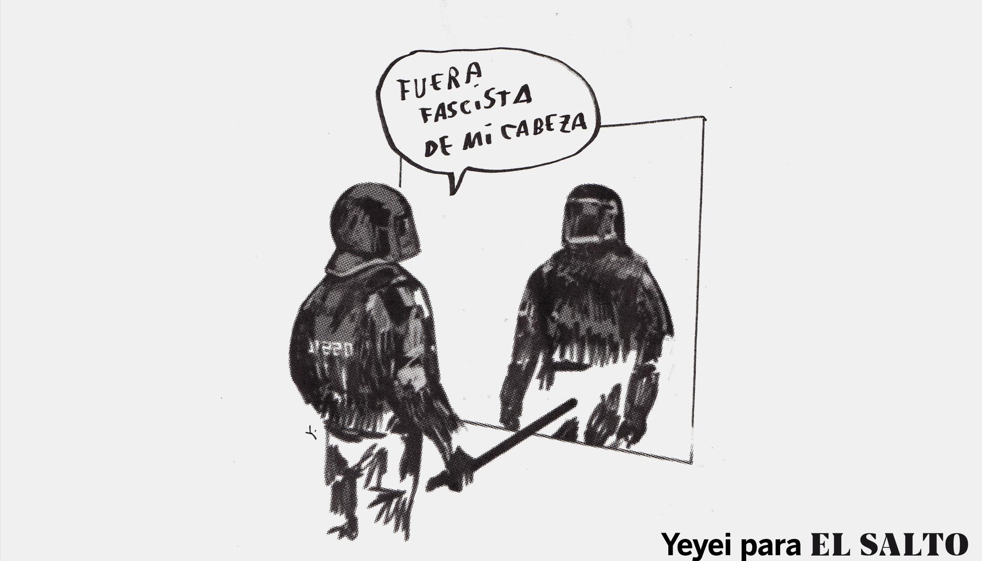 ilustración de Yeyei Gómez policía fascista