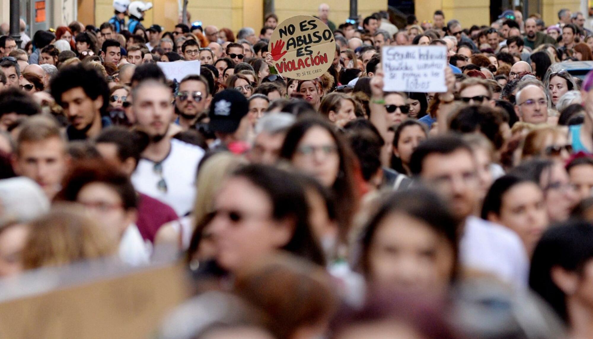 Manifestación en Pamplona contra la sentencia de “La Manada”. Fuente: RTVE.