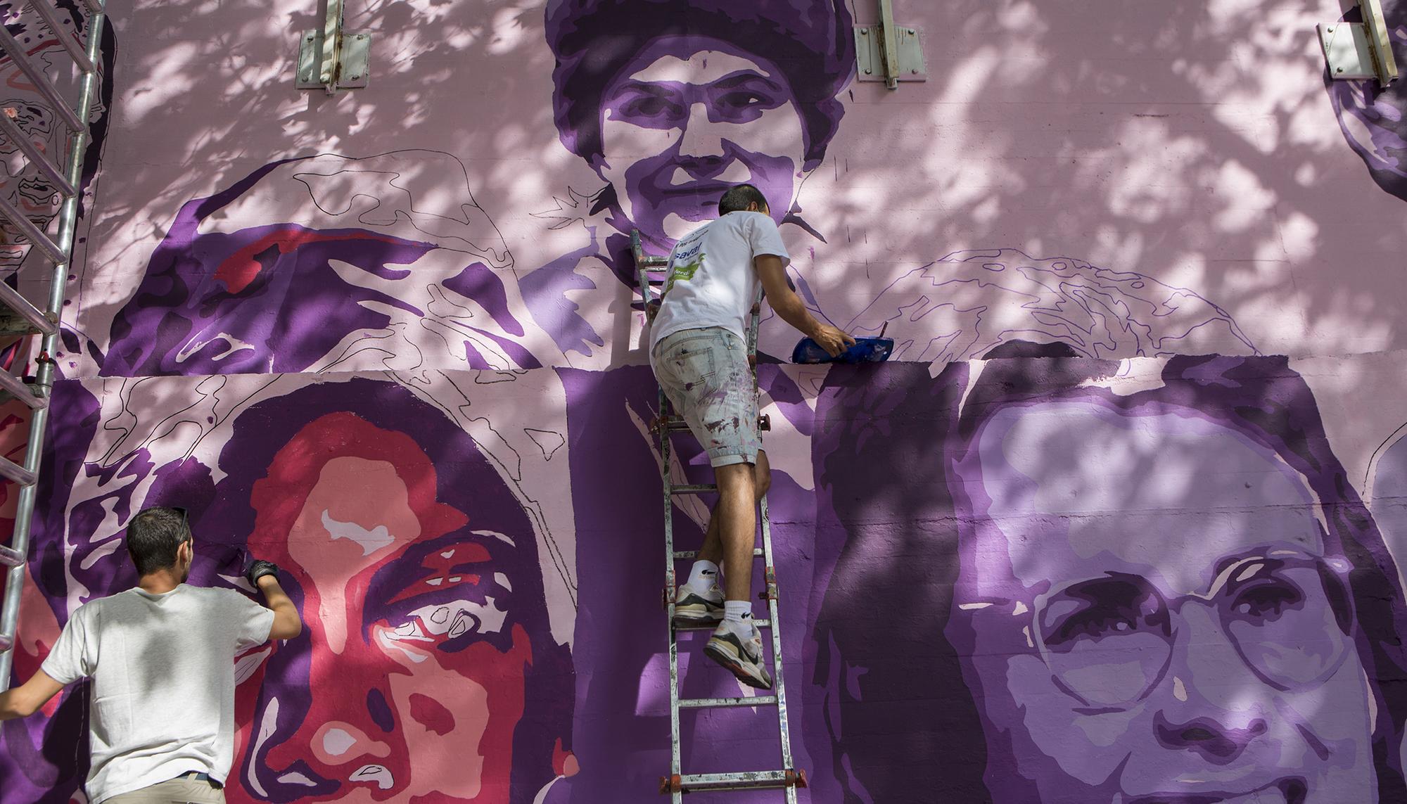 Reconstrucción del mural feminista de La Concepción en Ciudad Lineal, Madrid - 9