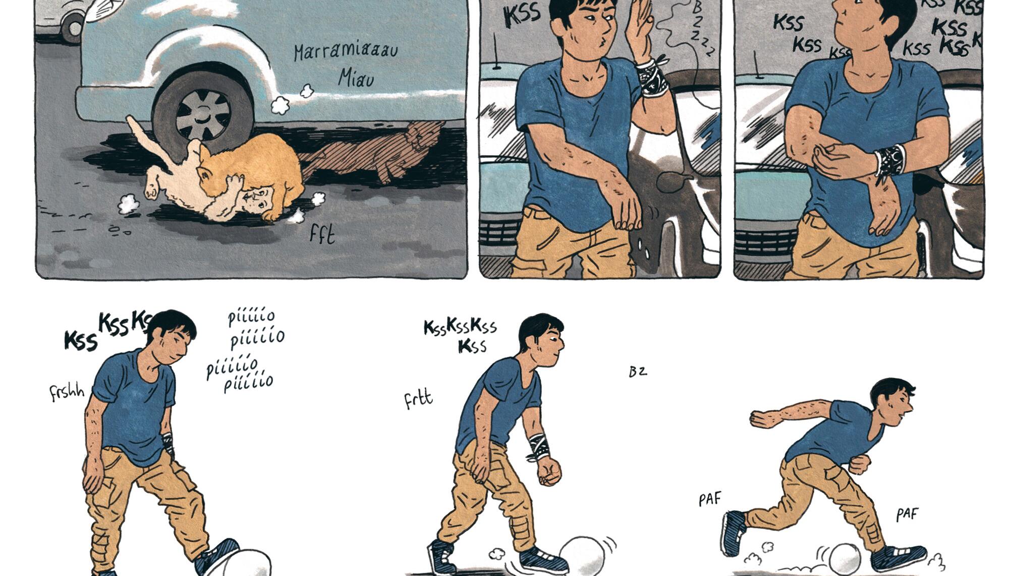 Viñetas del cómic ‘Moheeb en el aparcamiento’, de Clara Lodewick