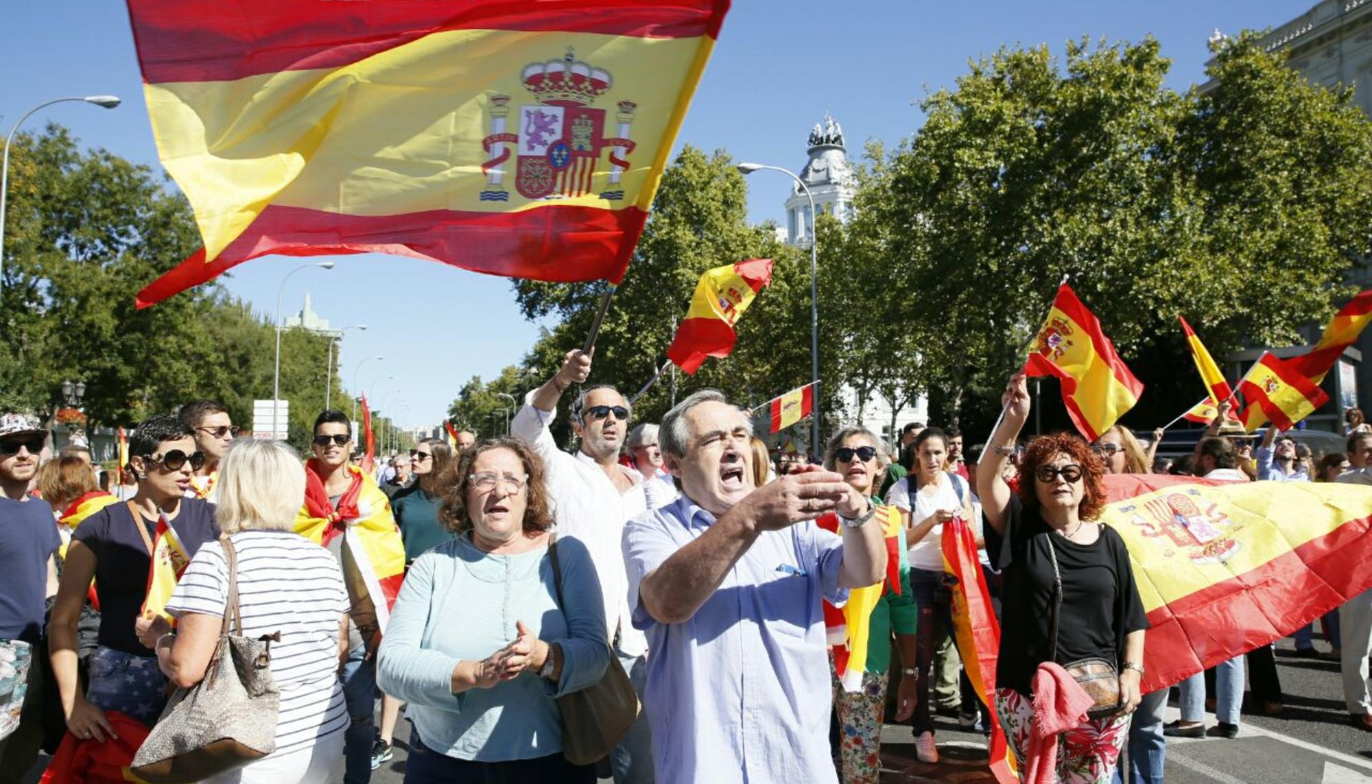 Manifestación unionista en el Paseo del Prado de Madrid