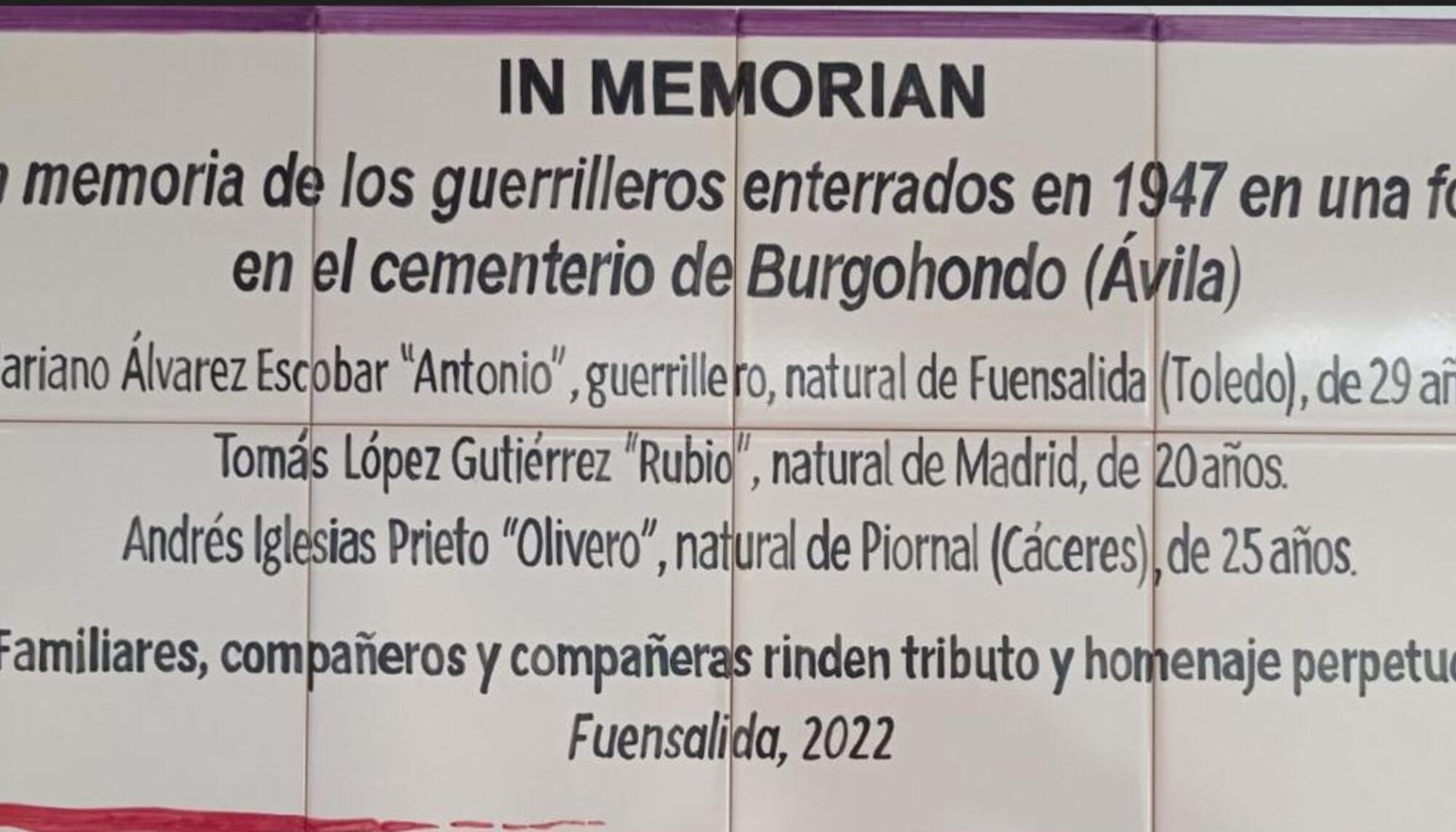 Placa memorial Fuensalida