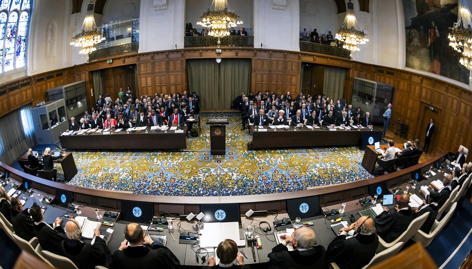 El juicio contra Israel por genocidio comenzó en La Haya el 11 de enero de 2024. Foto: Corte Internacional de Justicia.