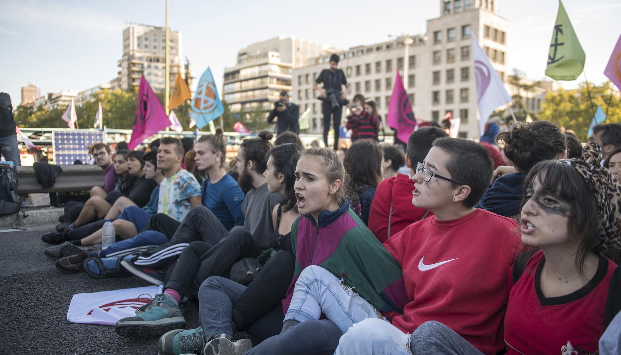 Acción de Extinction Rebellion en el Paseo de la Castellana, Madrid