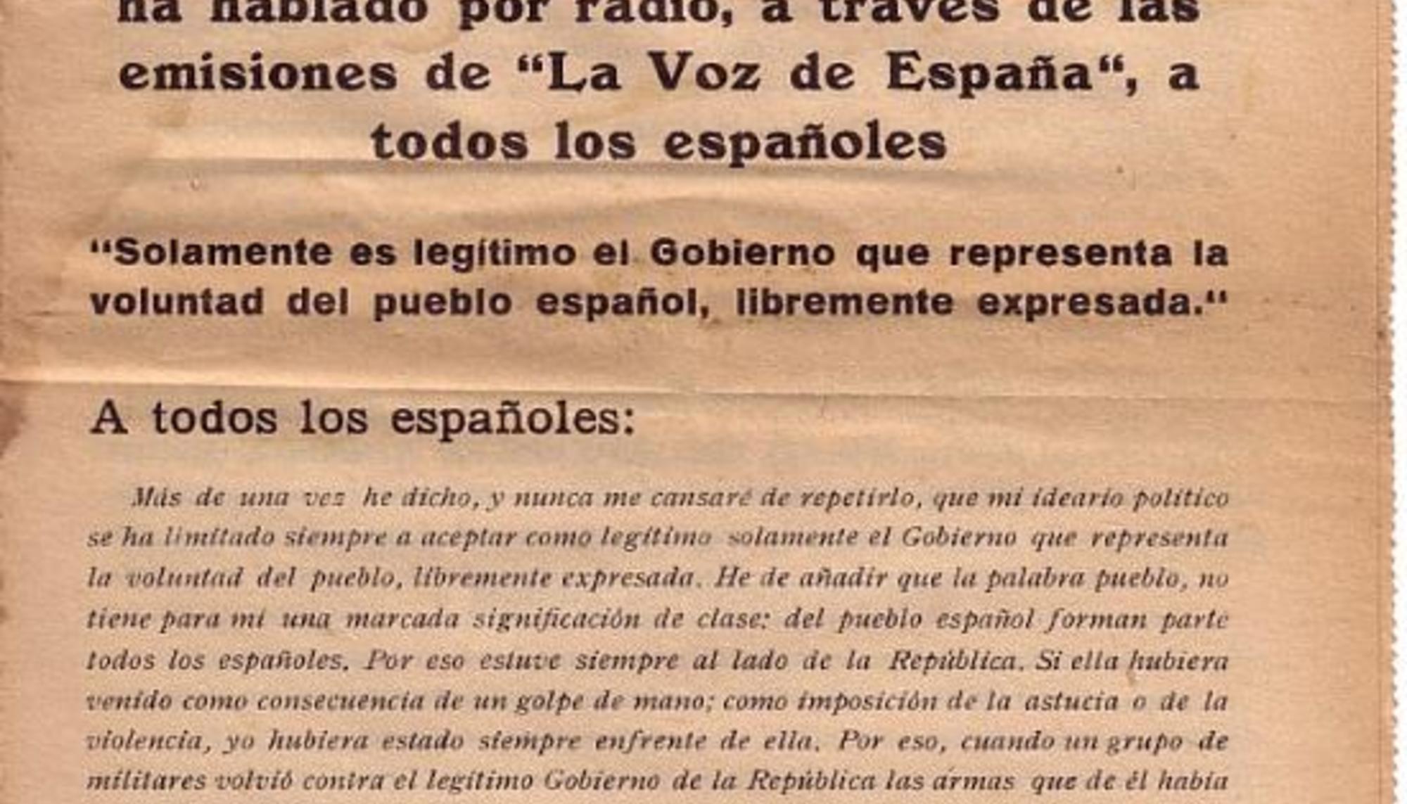 Resumen de la alocución de Machado en La voz de España