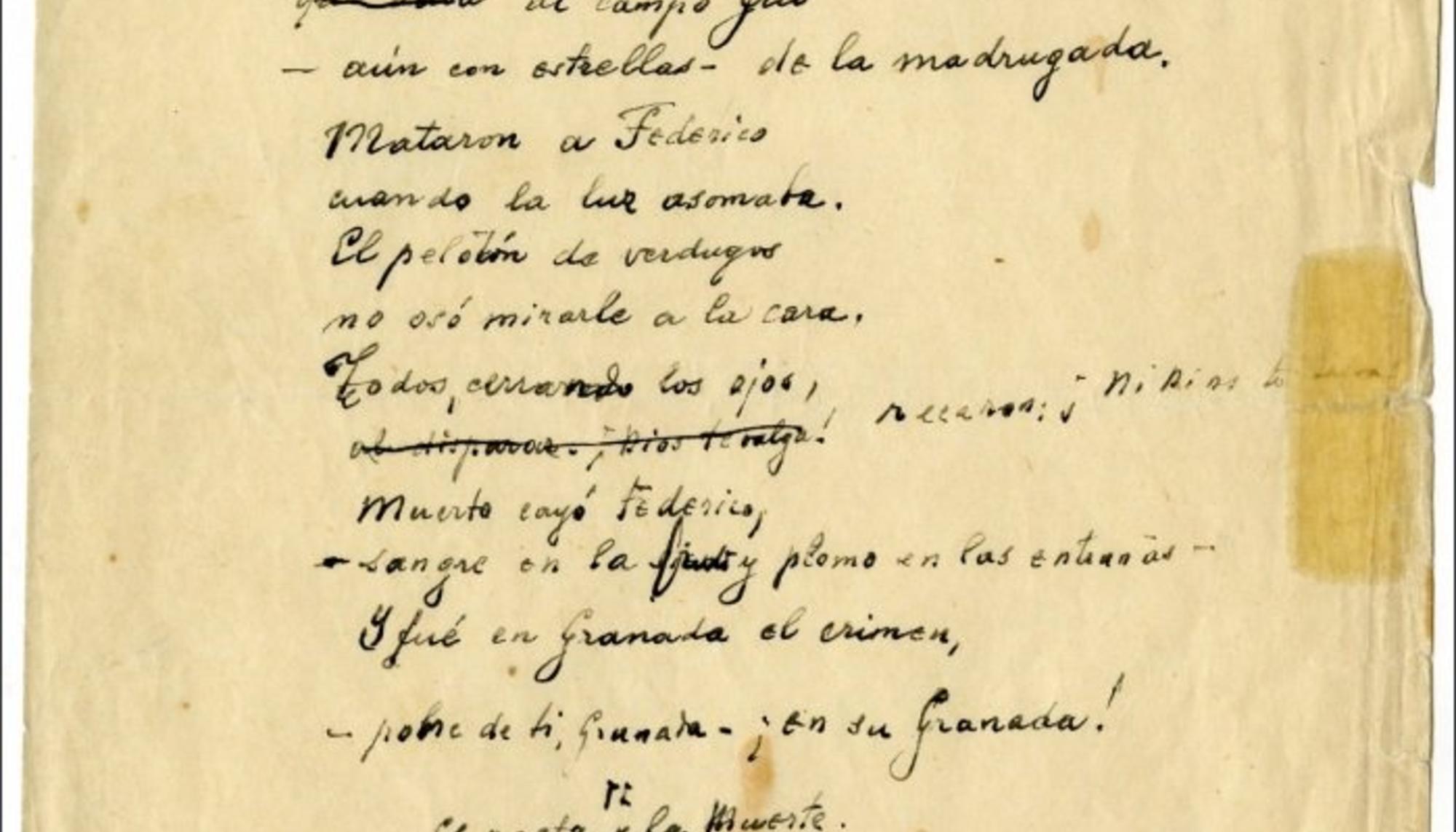 Manuscrito del poema de Antonio Machado