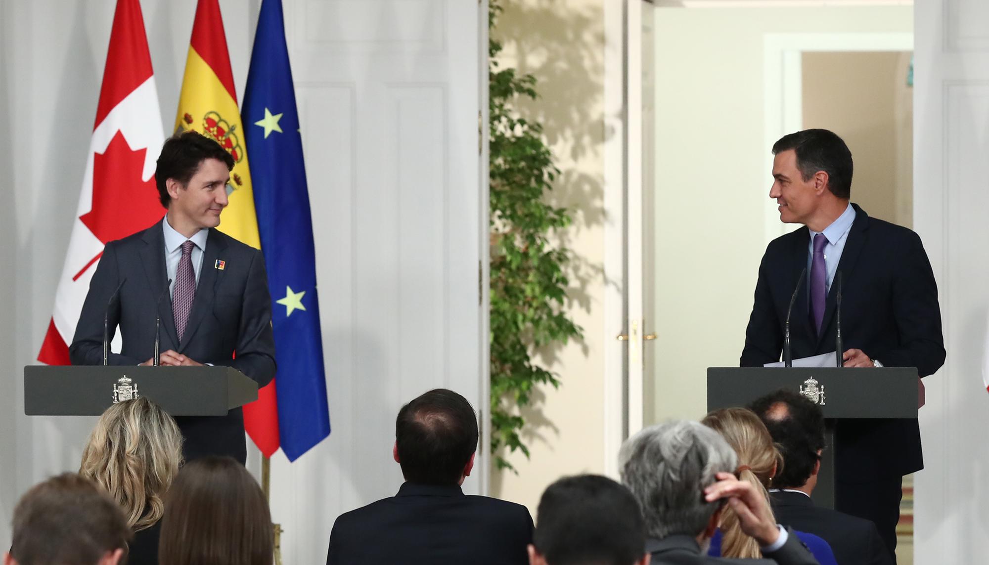 El presidente del Gobierno, Pedro Sánchez, y el primer ministro de Canadá, Justin Trudeau - 6