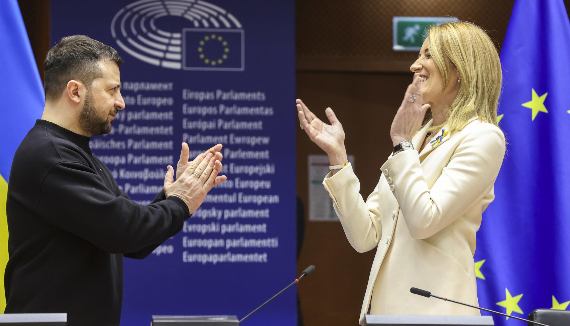 Metsola Zelenski Parlamento Europeo
