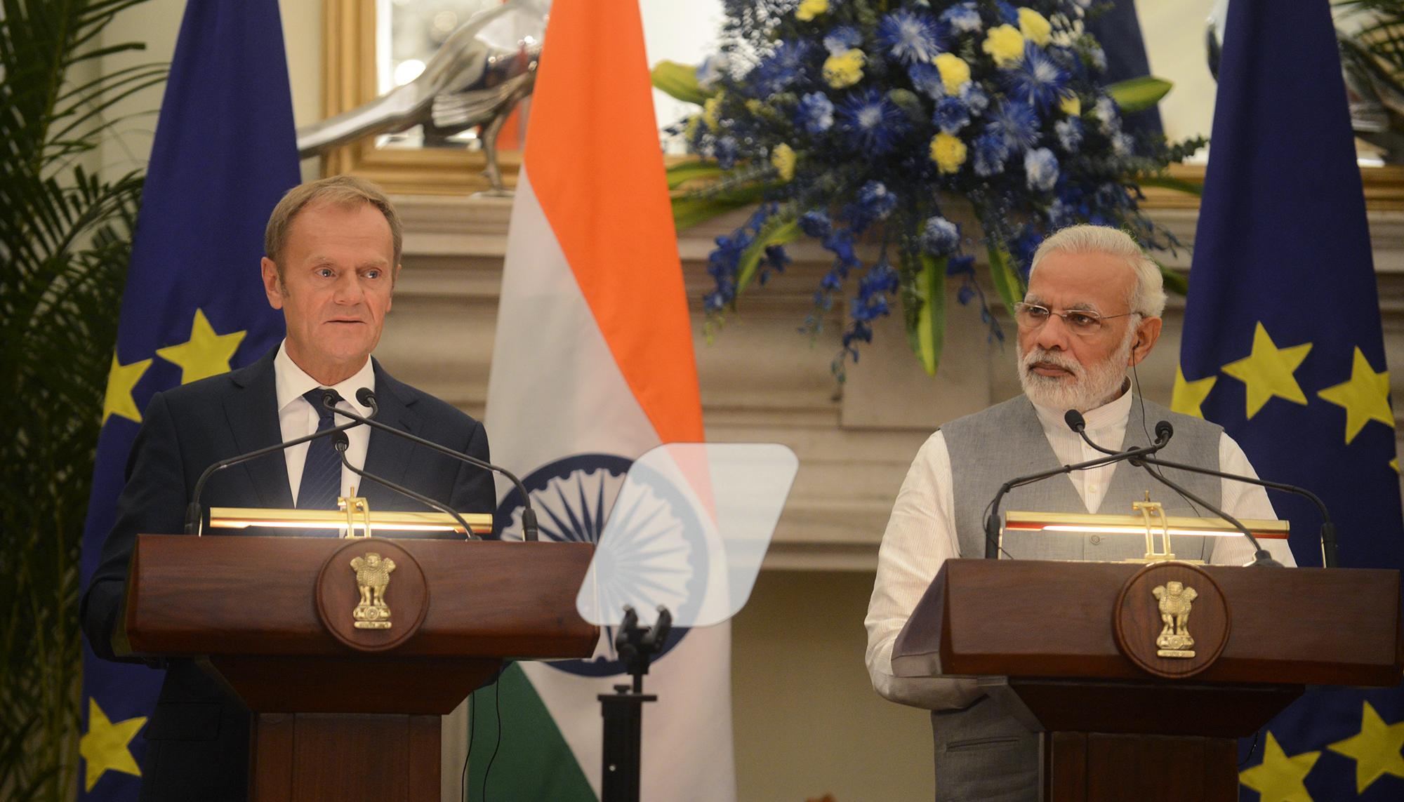 Donald Tusk y Narendra Modi