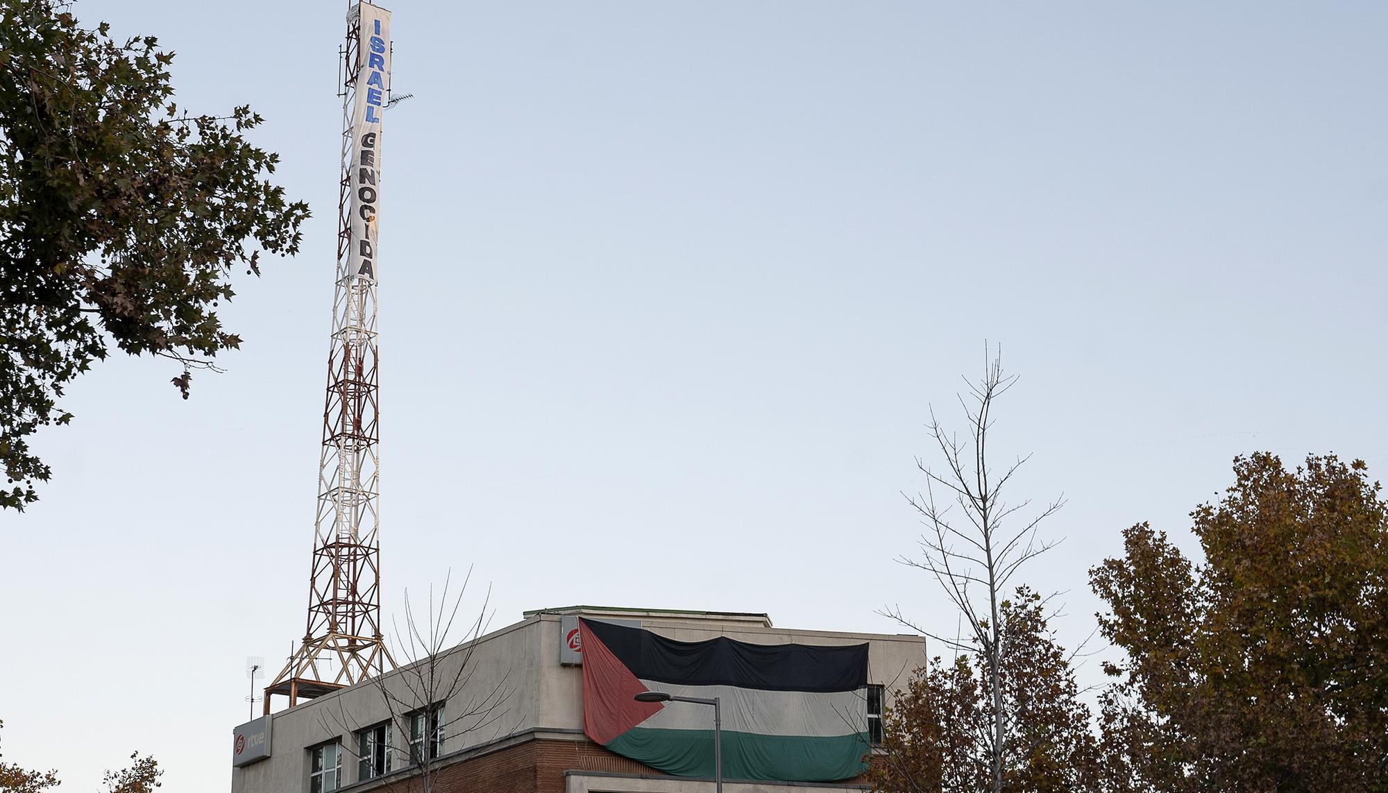 Acción frente a la Embajada de Israel en Madrid este 25 de noviembre de 2023.