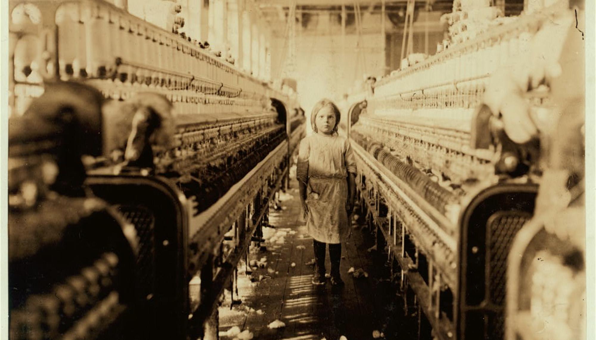 Child laborer in a South Carolina textile mill, 1908. Photograph by Lewis Hine. Image courtesy Library of Congress.