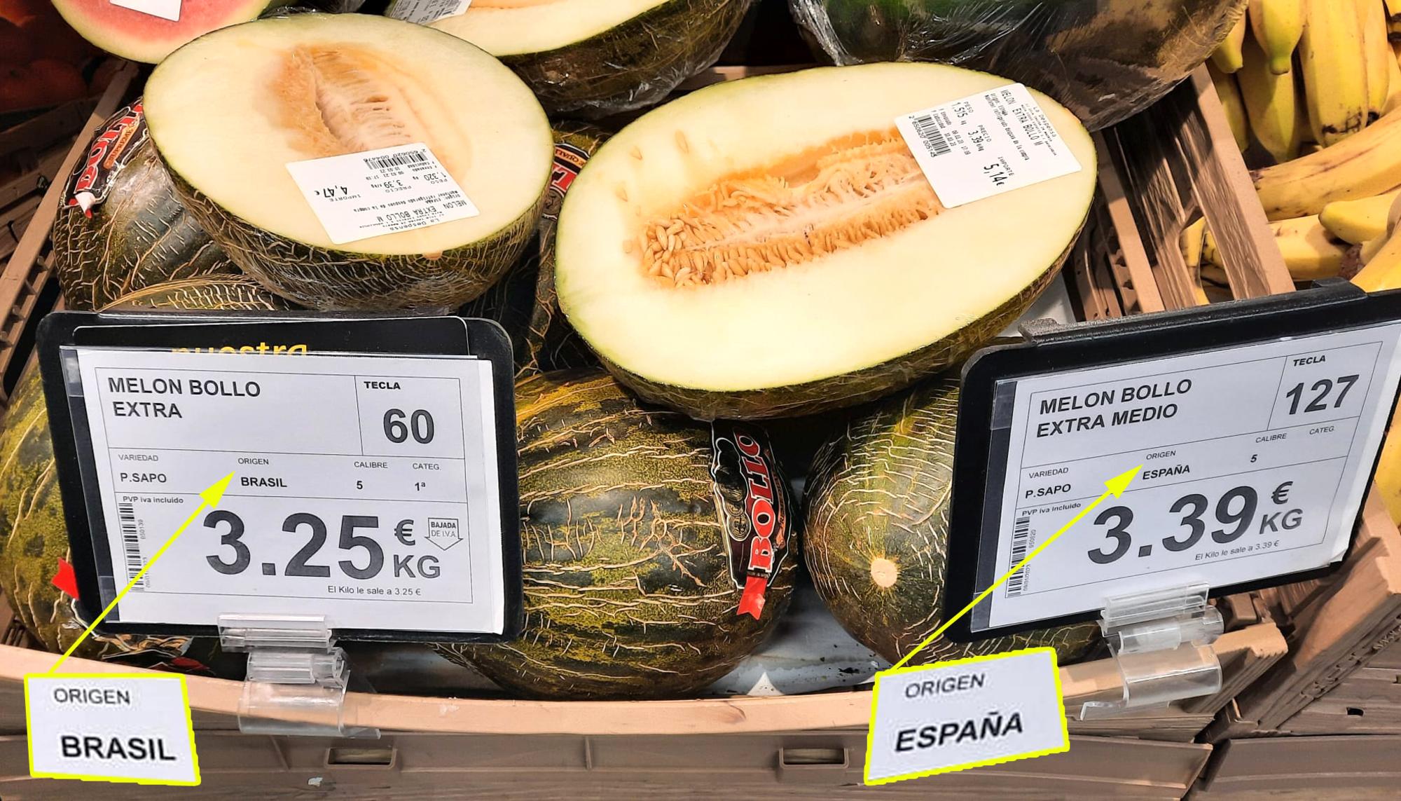 melones etiquetado engañoso
