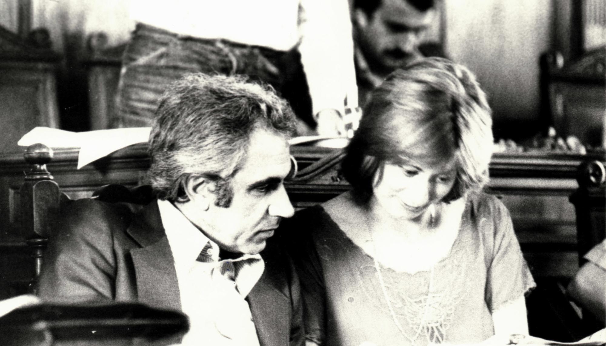 Tronti, durante el consejo comunal de Siena, en 1979