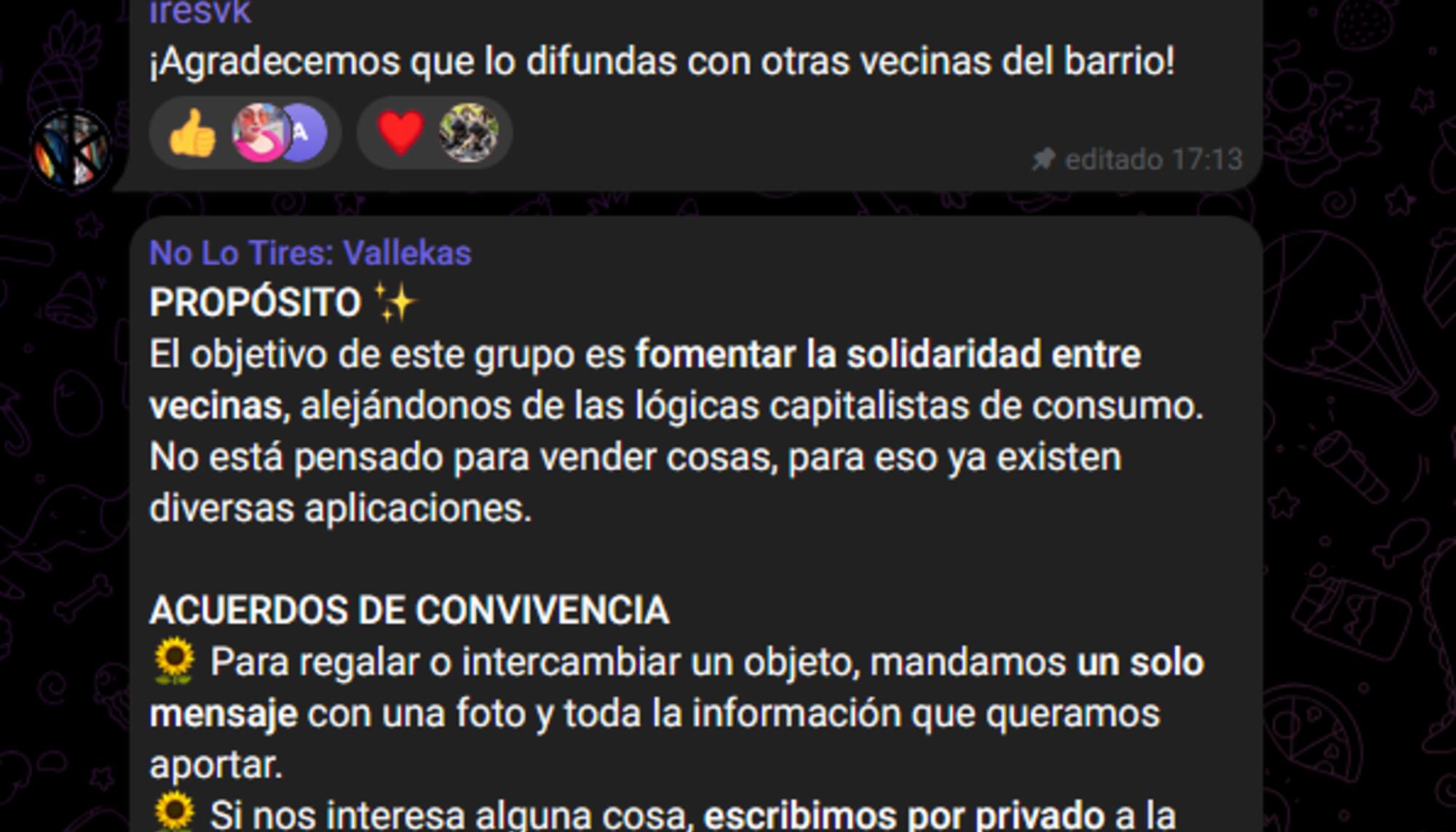 Acuerdos de convivencia del grupo «No lo tires Vallekas»