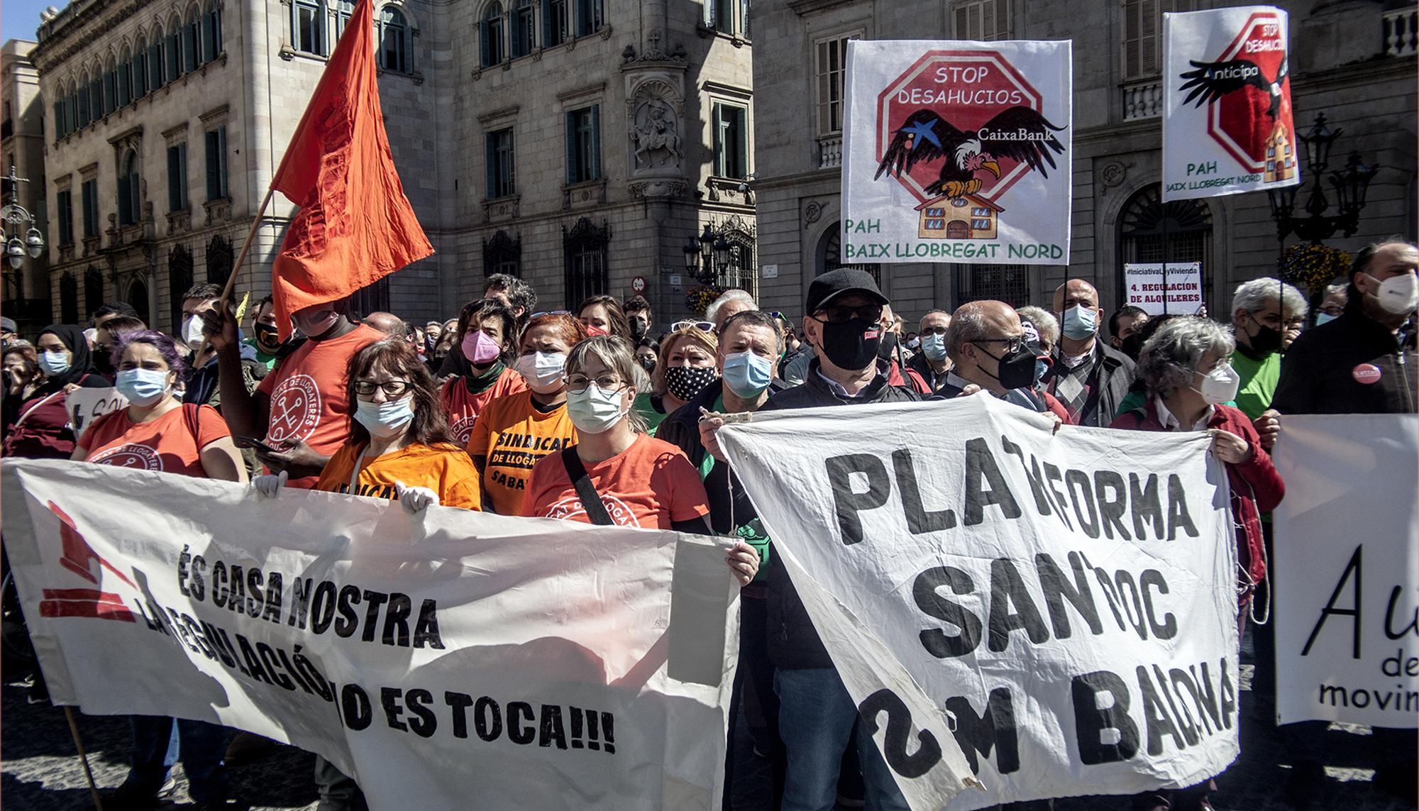 Sindicat de Llogaters manifestación defensa ley catalana de alquileres