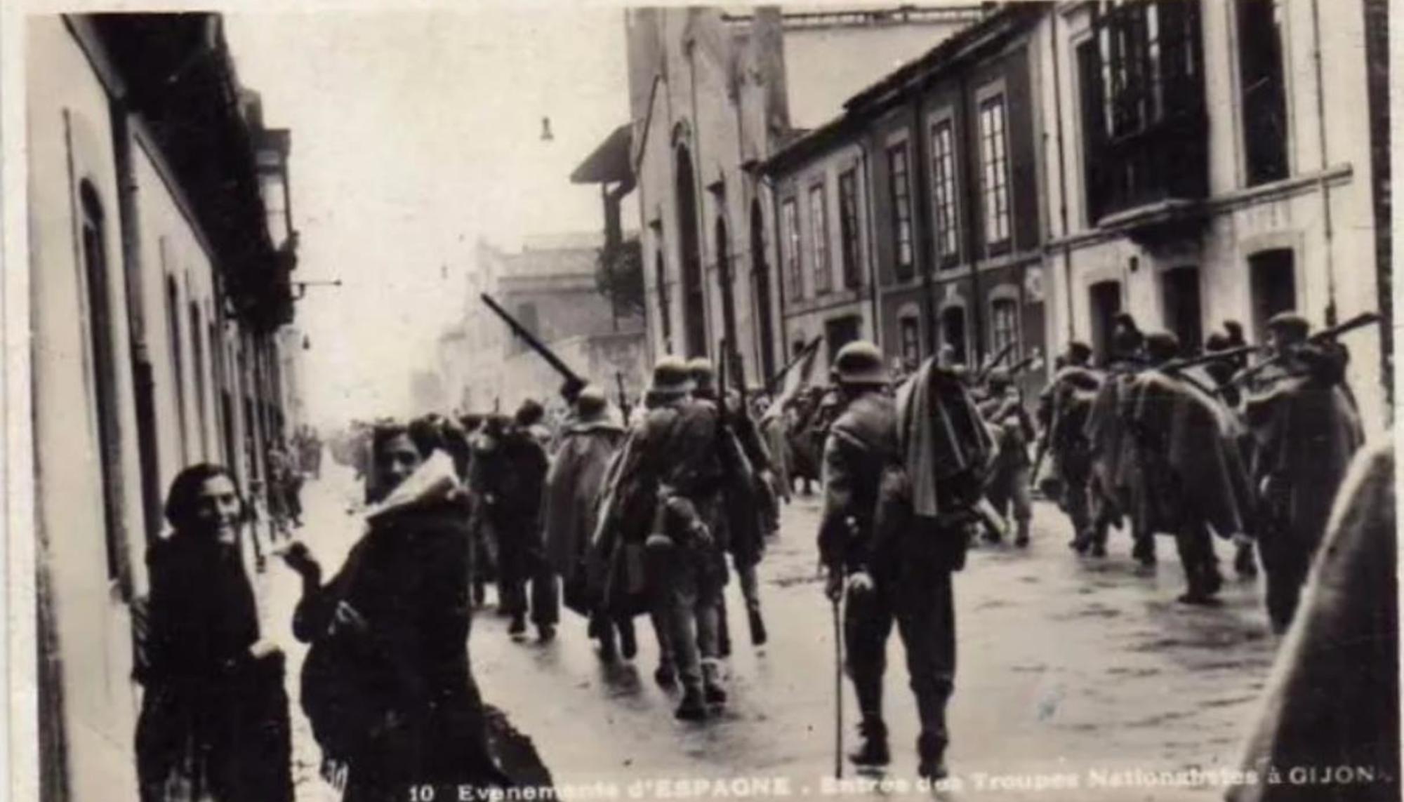 Entrada de las tropas sublevadas en Gijón