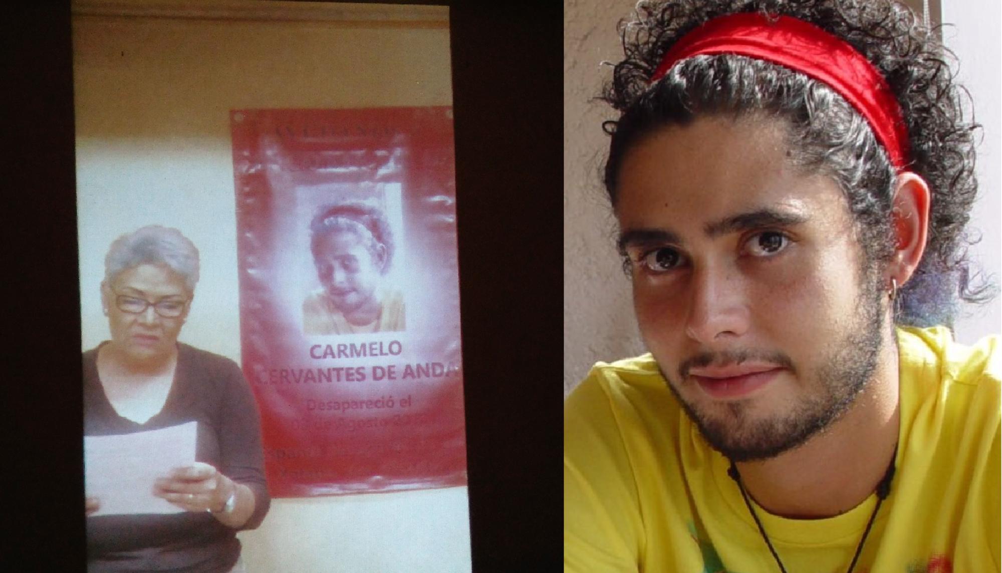 A la izq. Adela de Anda, miembro del colectivo El Solecito Veracruzano. A la dcha., Carmelo Cervantes de Anda, desaparecido en Xalapa, Veracruz en 2012