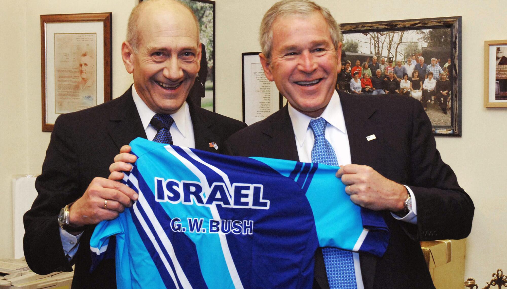Ehud Olmert y George W. Bush