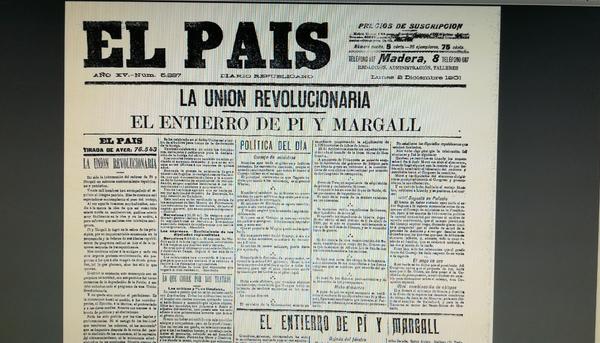 Portada del diario republicano El País