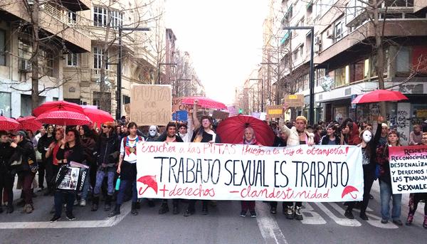 Manifestación de las prostitutas el 8M 2023 en Granada