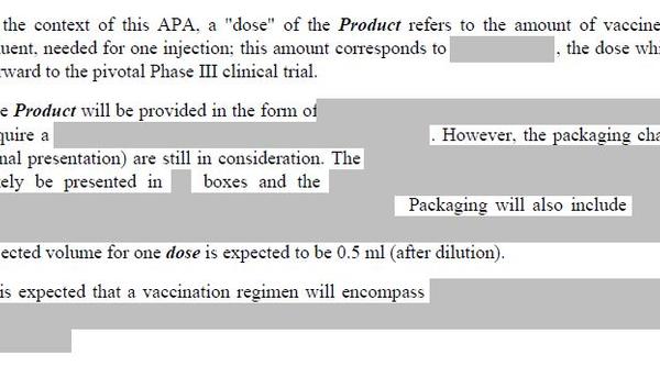 Especificación producto contrato vacuna