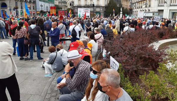 Manifestación estatal en Madrid por las pensiones dignas el 16 de octubre de 2021.