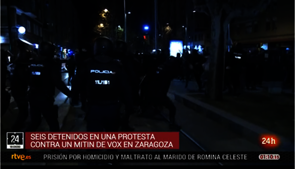Captura del video de la carga policial en Gran Vía