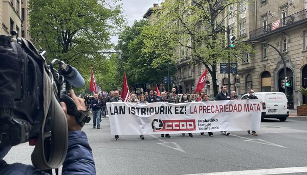 Manifestación en Bilbao contra la subcontratación abusiva el 28 de abril