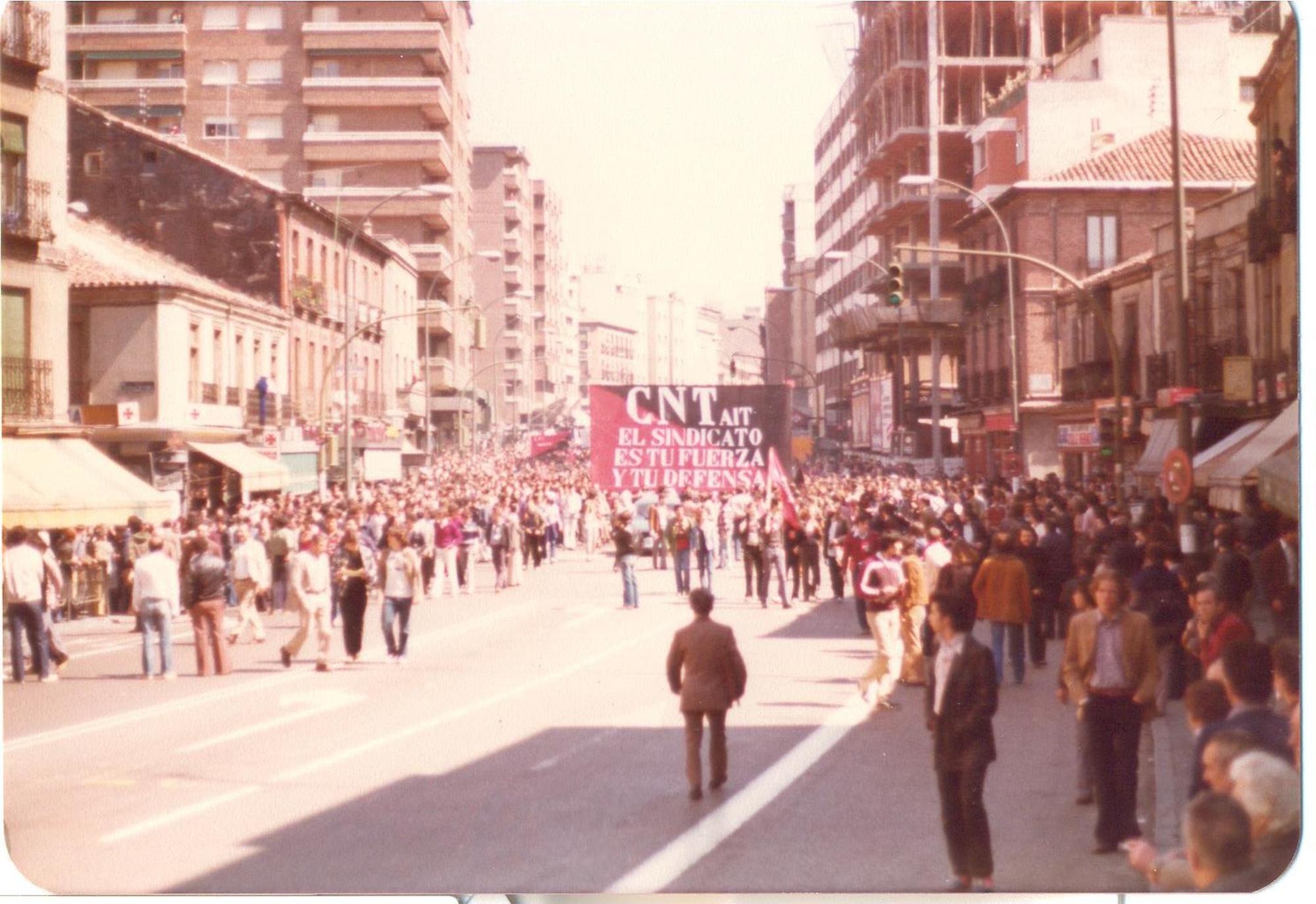 Manifestación de CNT en Madrid el 1 de mayo de 1979