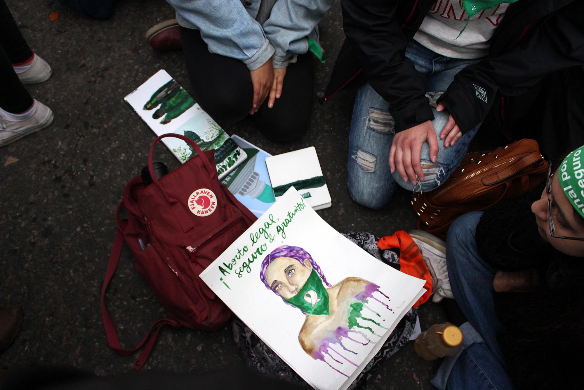 Manifestación a favor del aborto en Buenos Aires