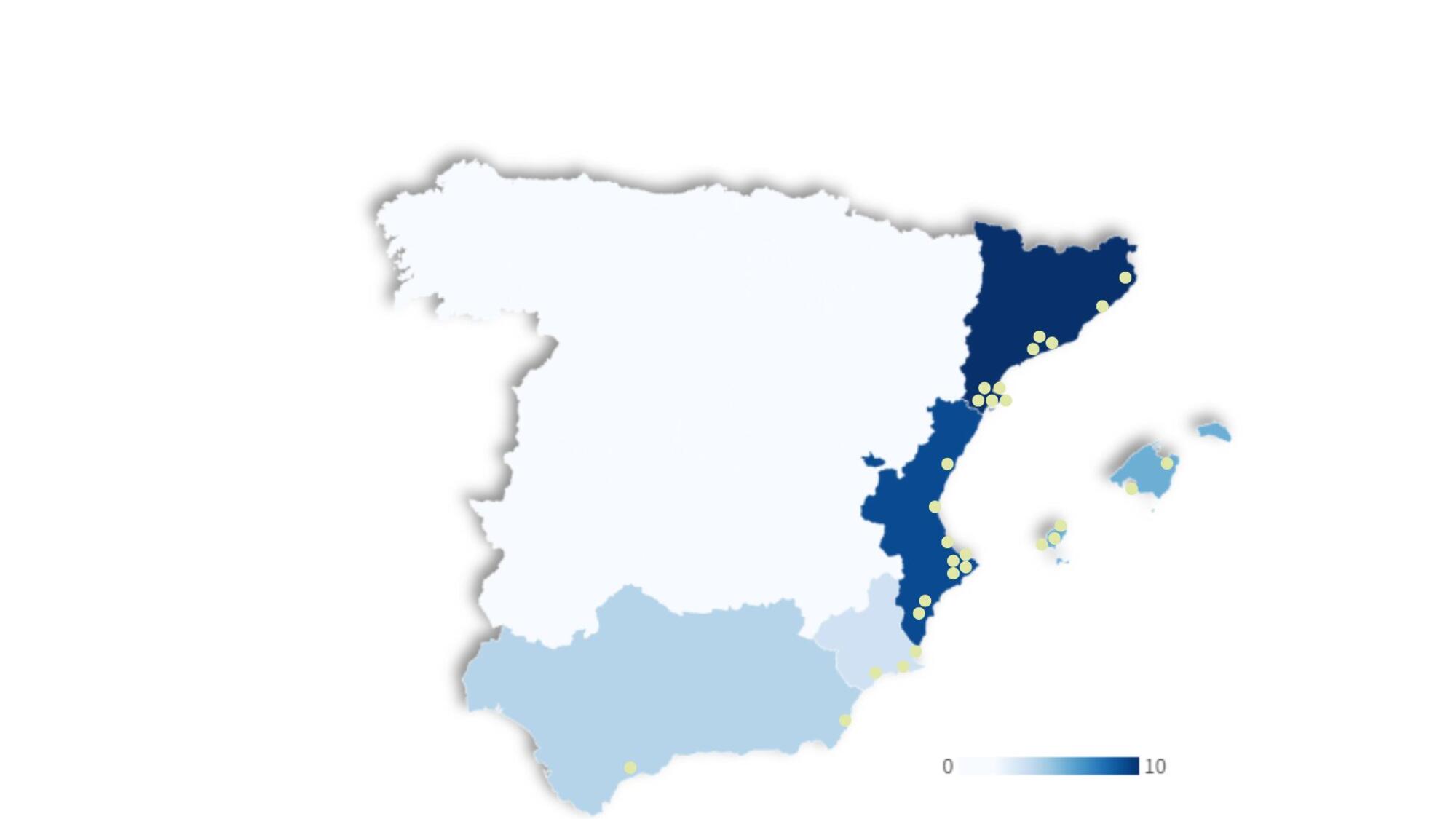 Mapa nidos tortugas marinas