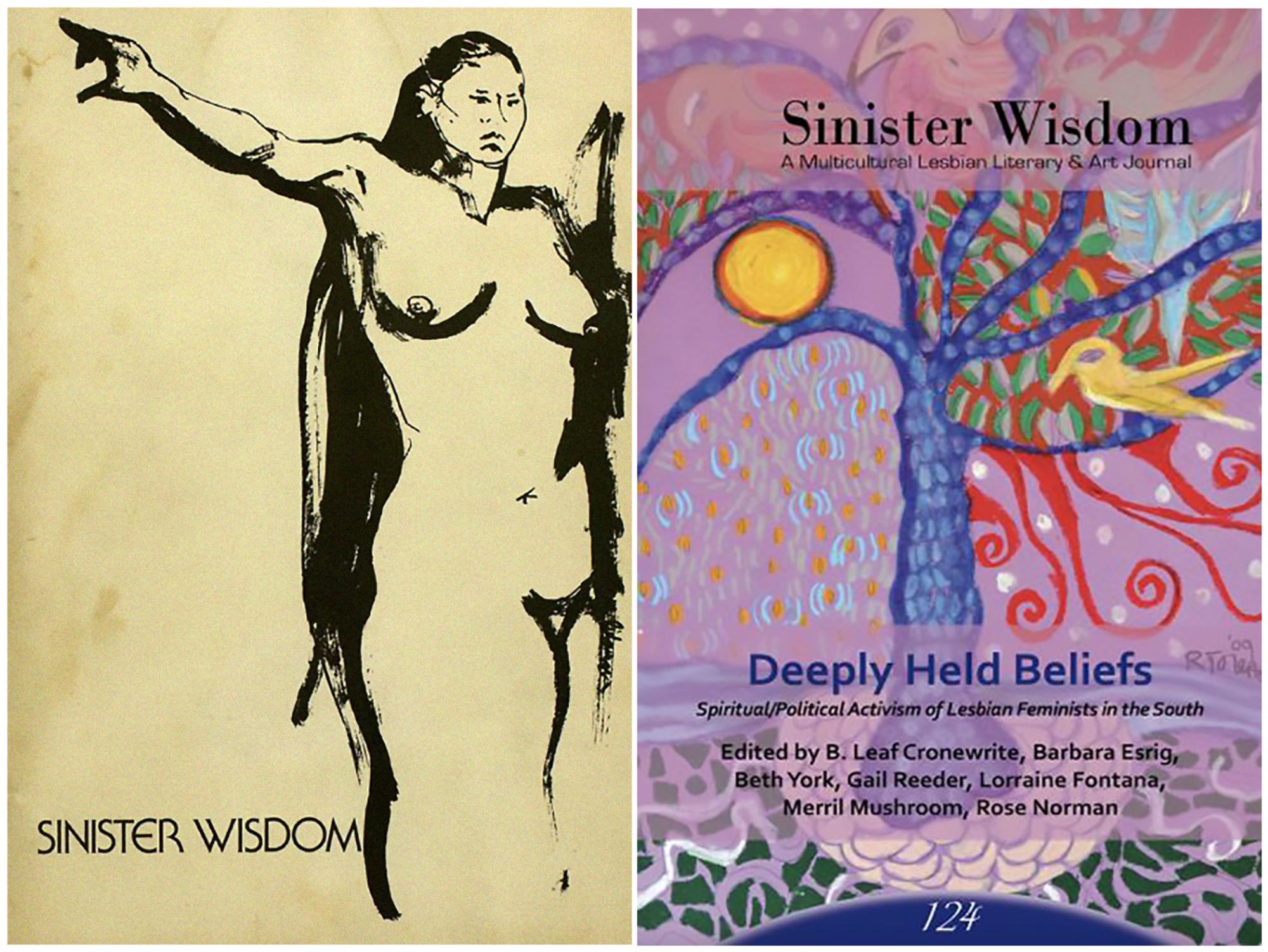 Portadas del primer número y el más reciente de ‘Sinister Wisdom’ (1976-2022)