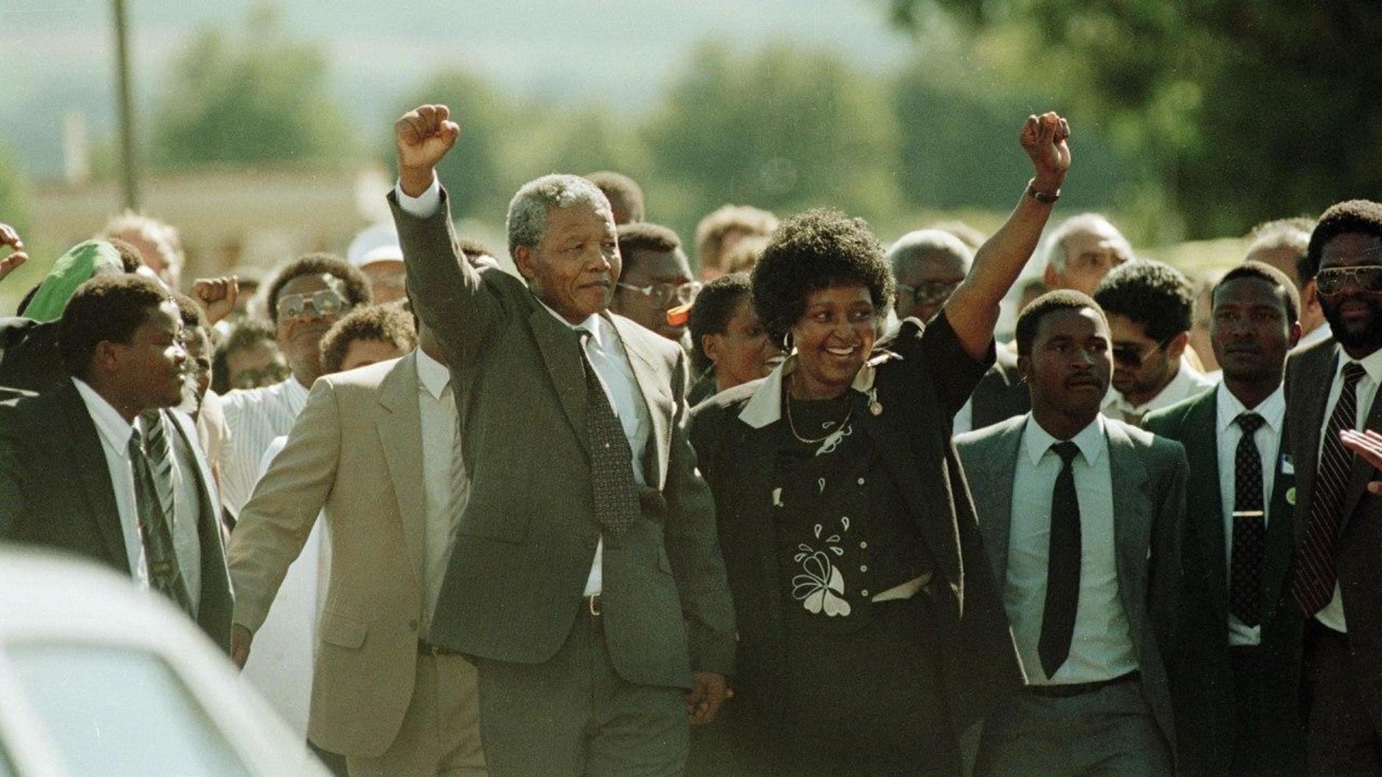 Liberación de Nelson Mandela en 1990.