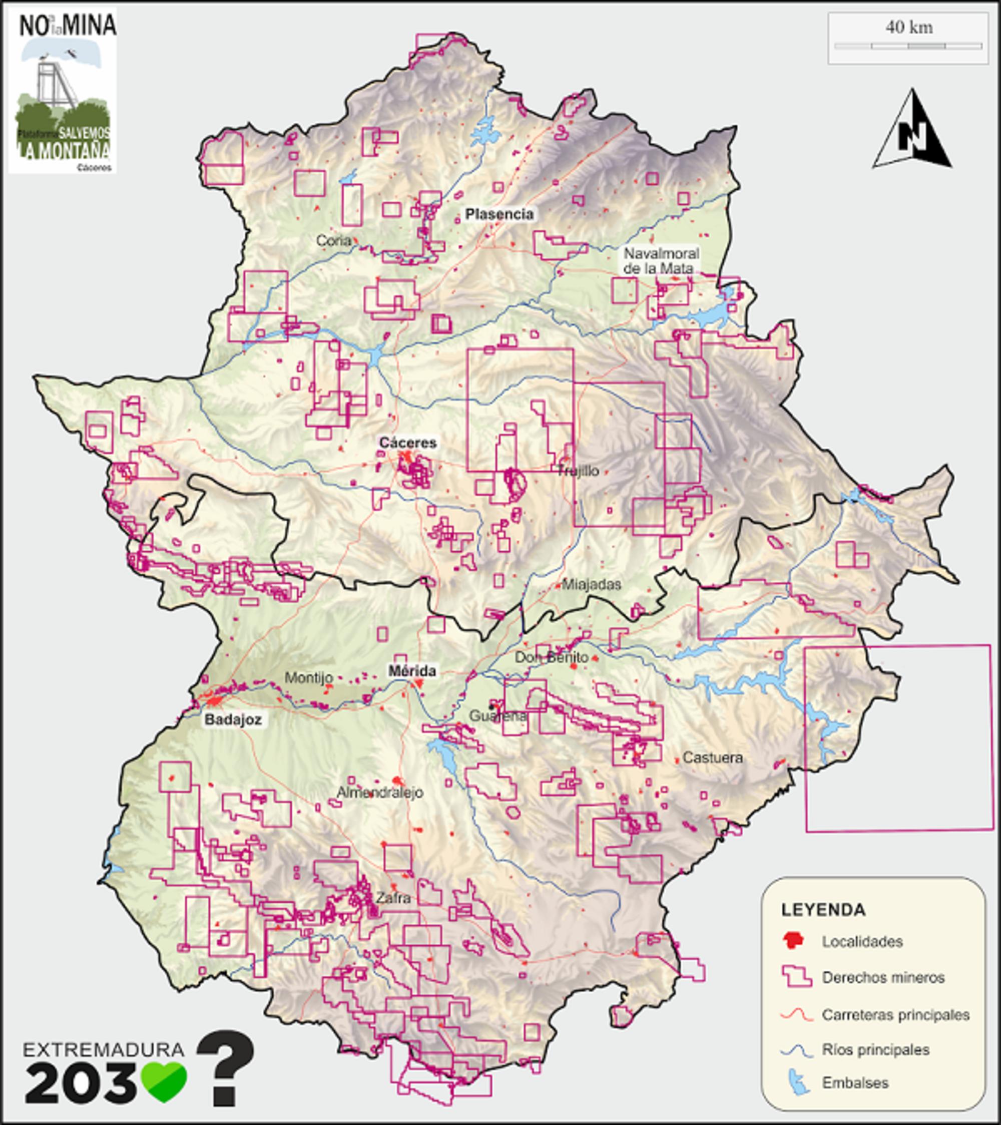 Mapa minería en Extremadura