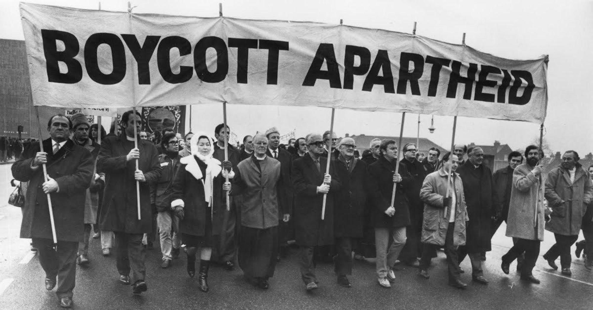 Manifestación contra el apartheid, Londres, 1969.