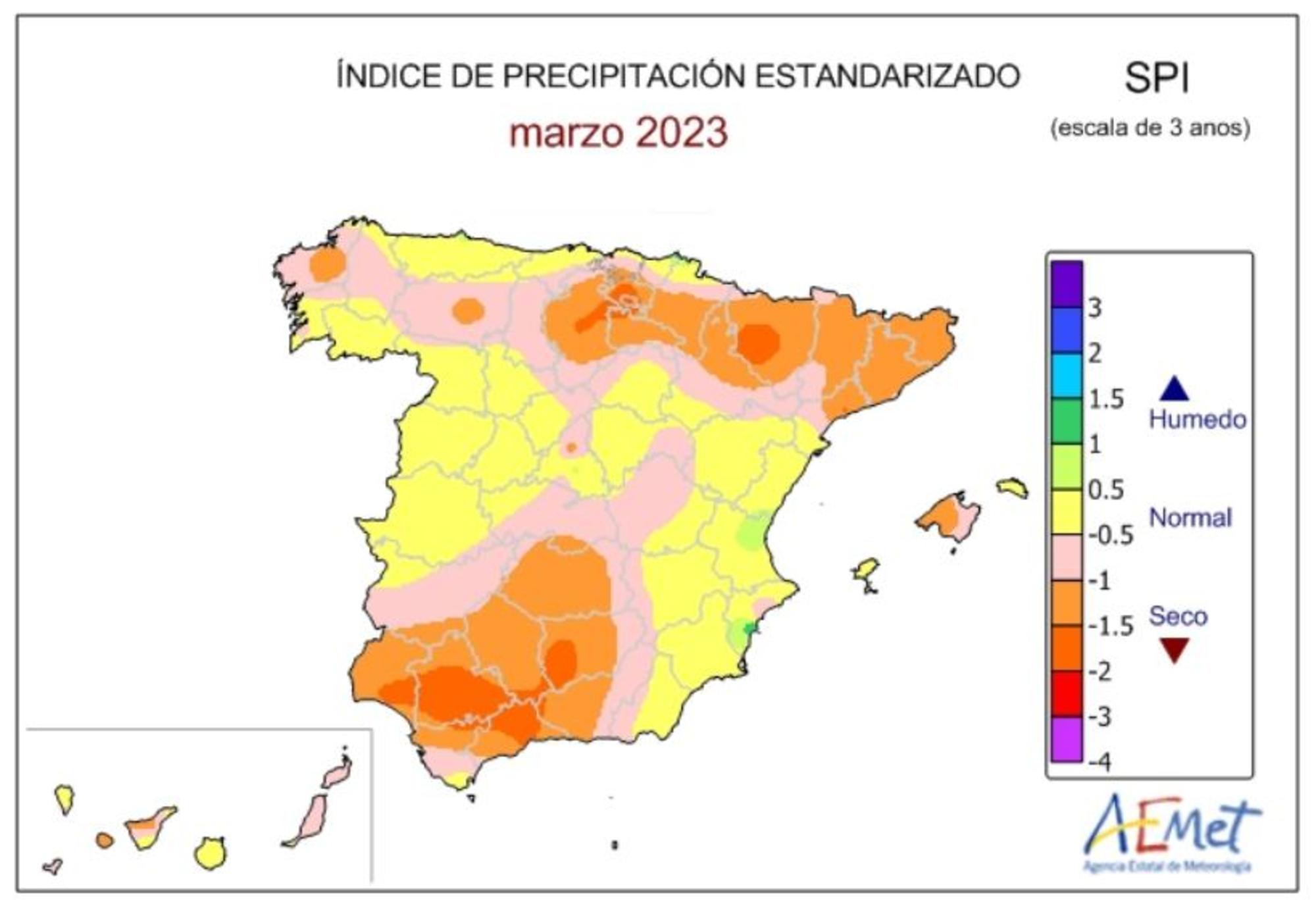 indice de precipitacion marzo a tres años