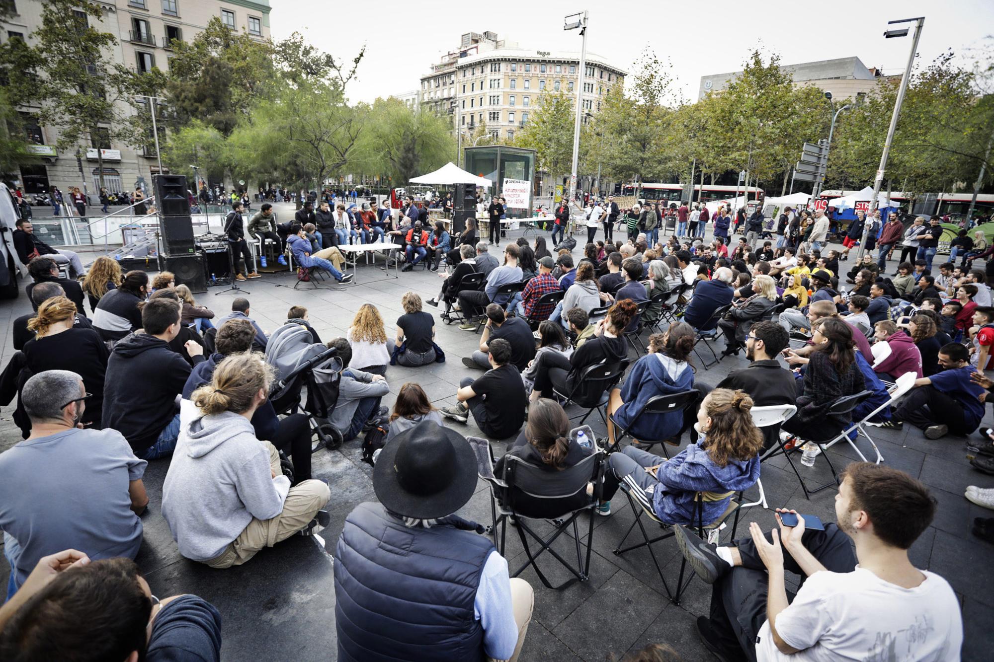 Acampada de estudiantes en Barcelona