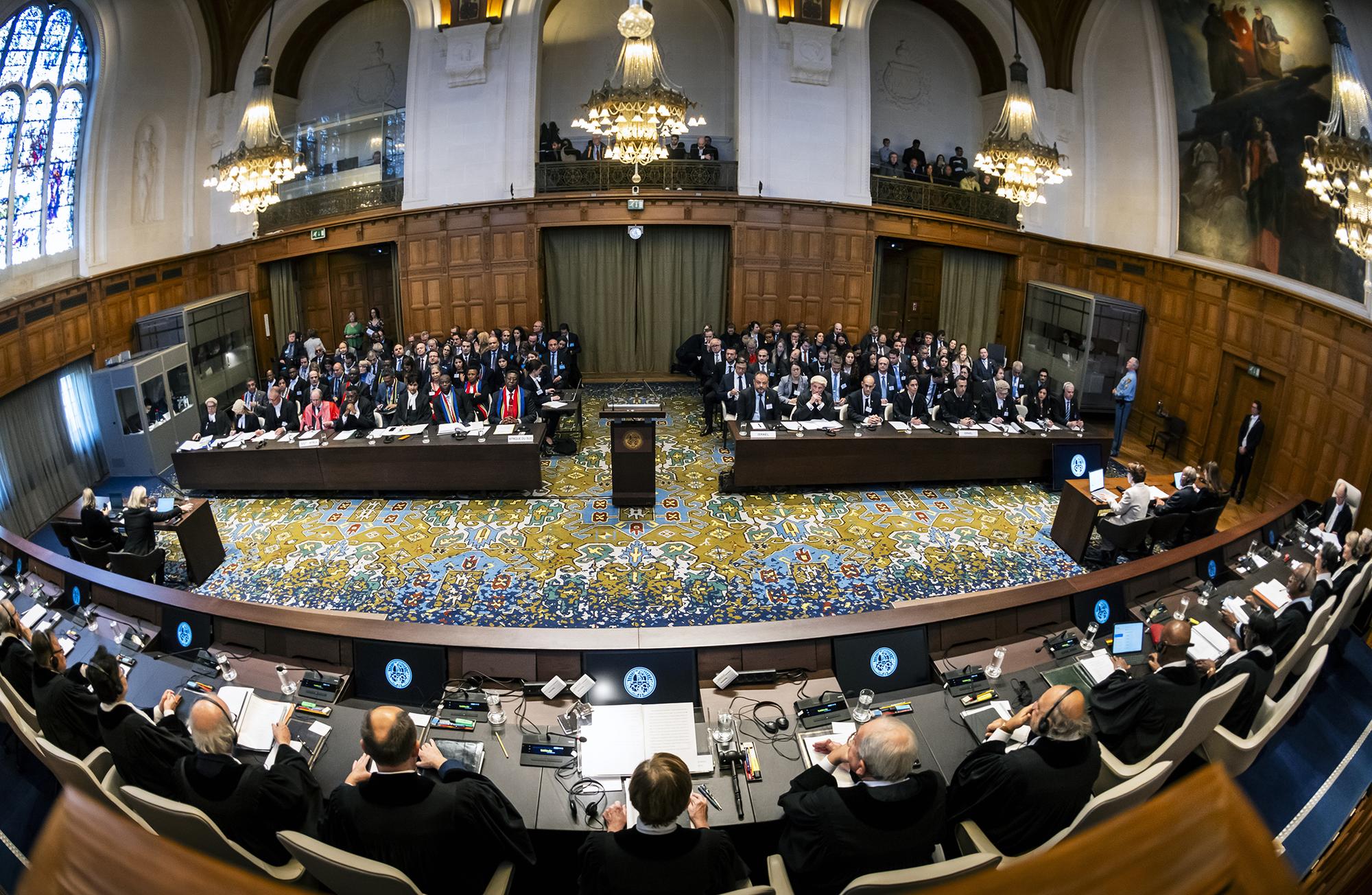 El juicio contra Israel por genocidio comenzó en La Haya el 11 de enero de 2024. Foto: Corte Internacional de Justicia.