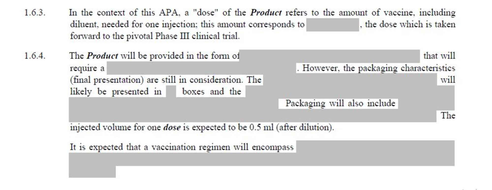 Especificación producto contrato vacuna