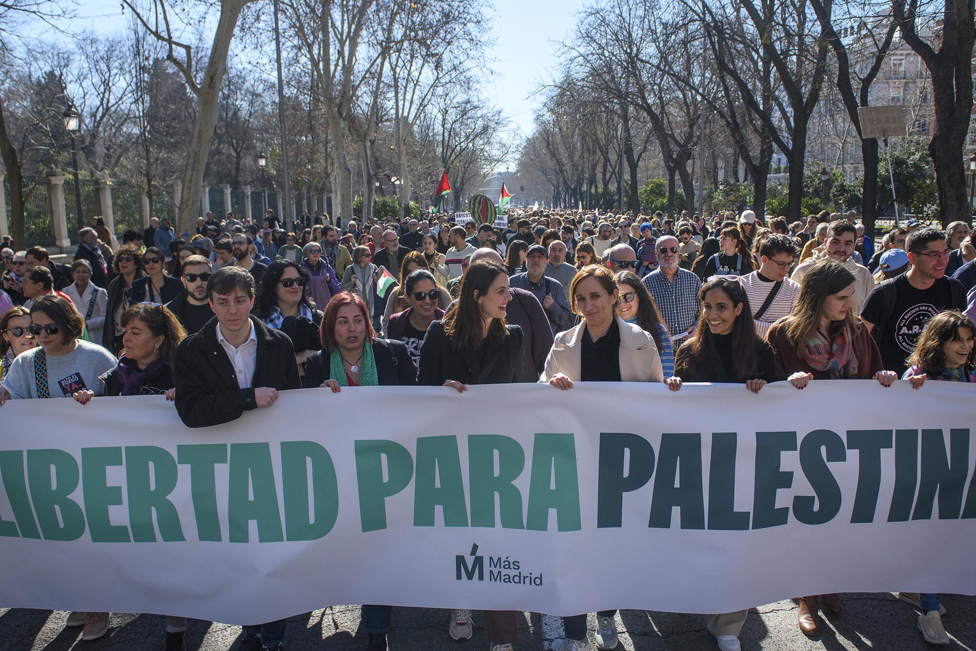 Manifestación del 17 de febrero "Libertad para Palestina" convocada por Sumar, IU, Más País, PCE y los grandes sindicatos. El PSOE apoyó la manifestación como "participante". - 9