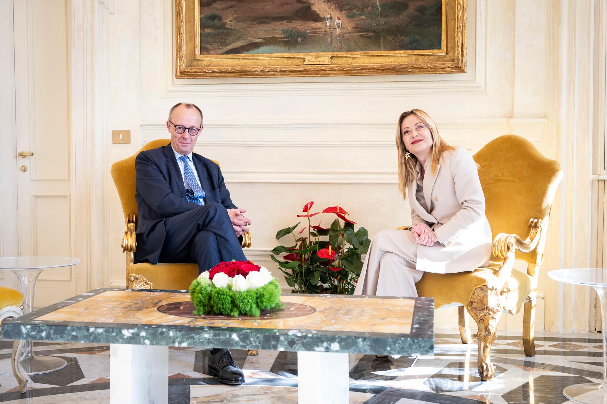 Friedrich Merz y Giorgia Meloni en la cumbre bilateral entre Alemania e Italia. Gobierno federal alemán/Guido Bergmann 