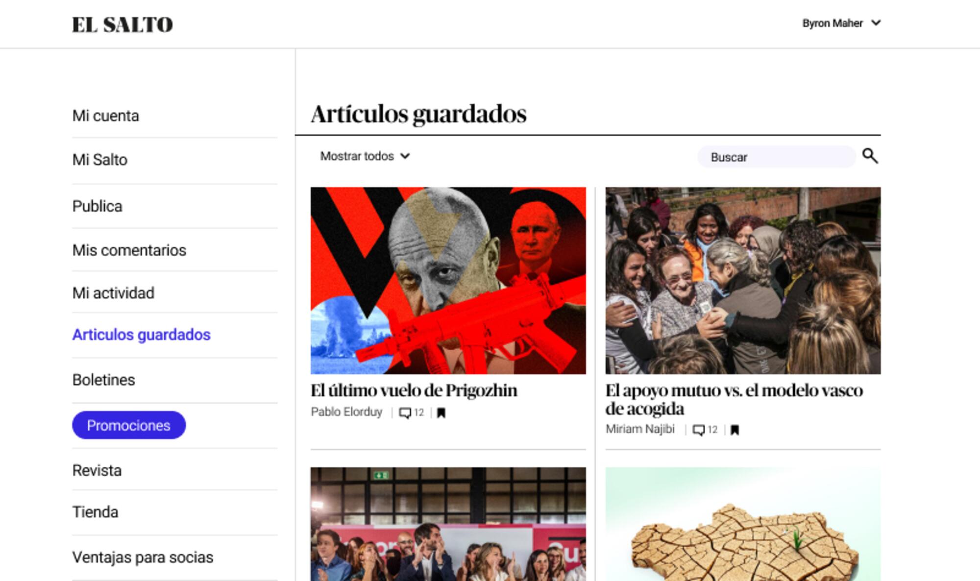 Artículos guardados en la nueva web.