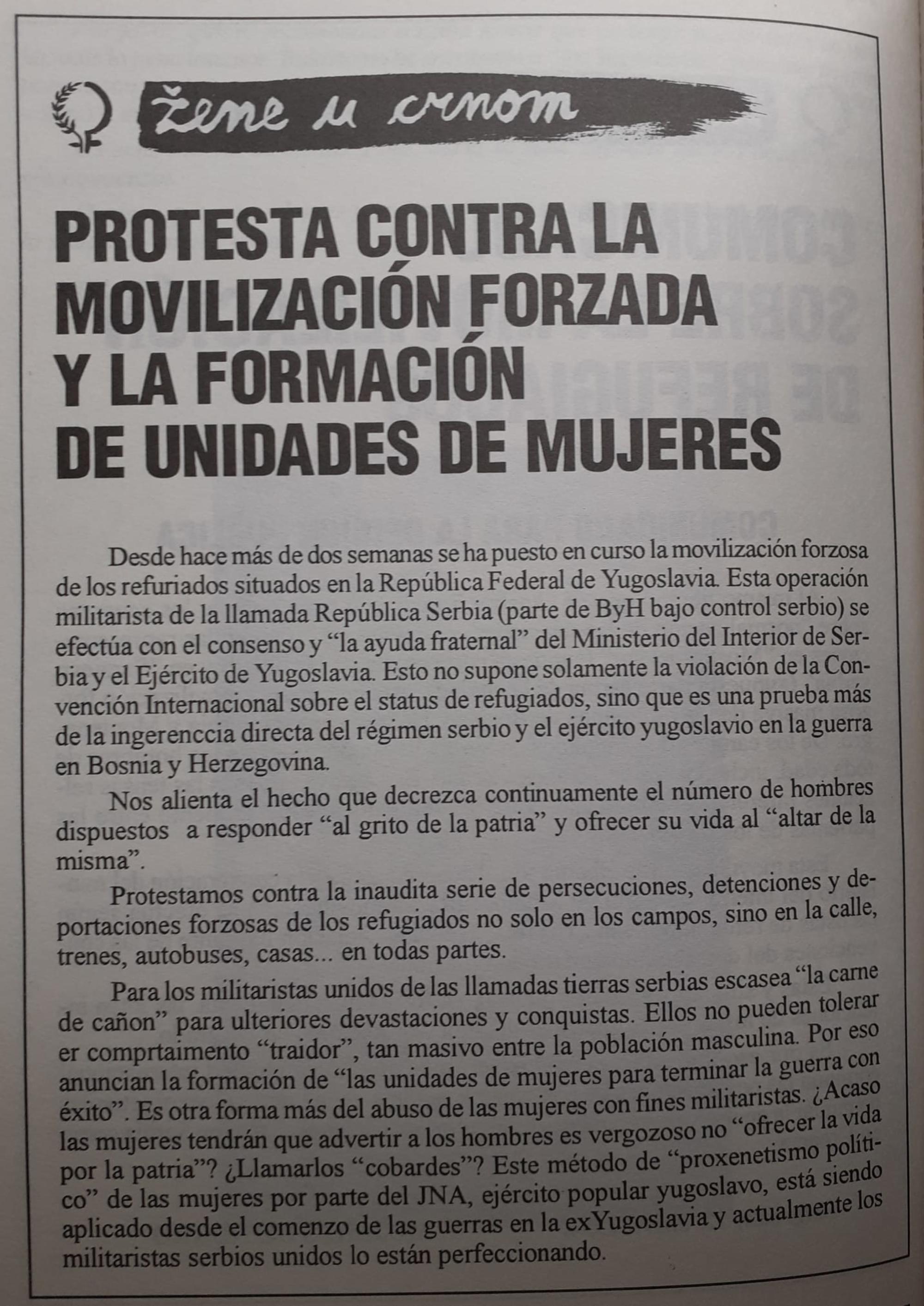 Mujeres de Negro Mérida panfleto