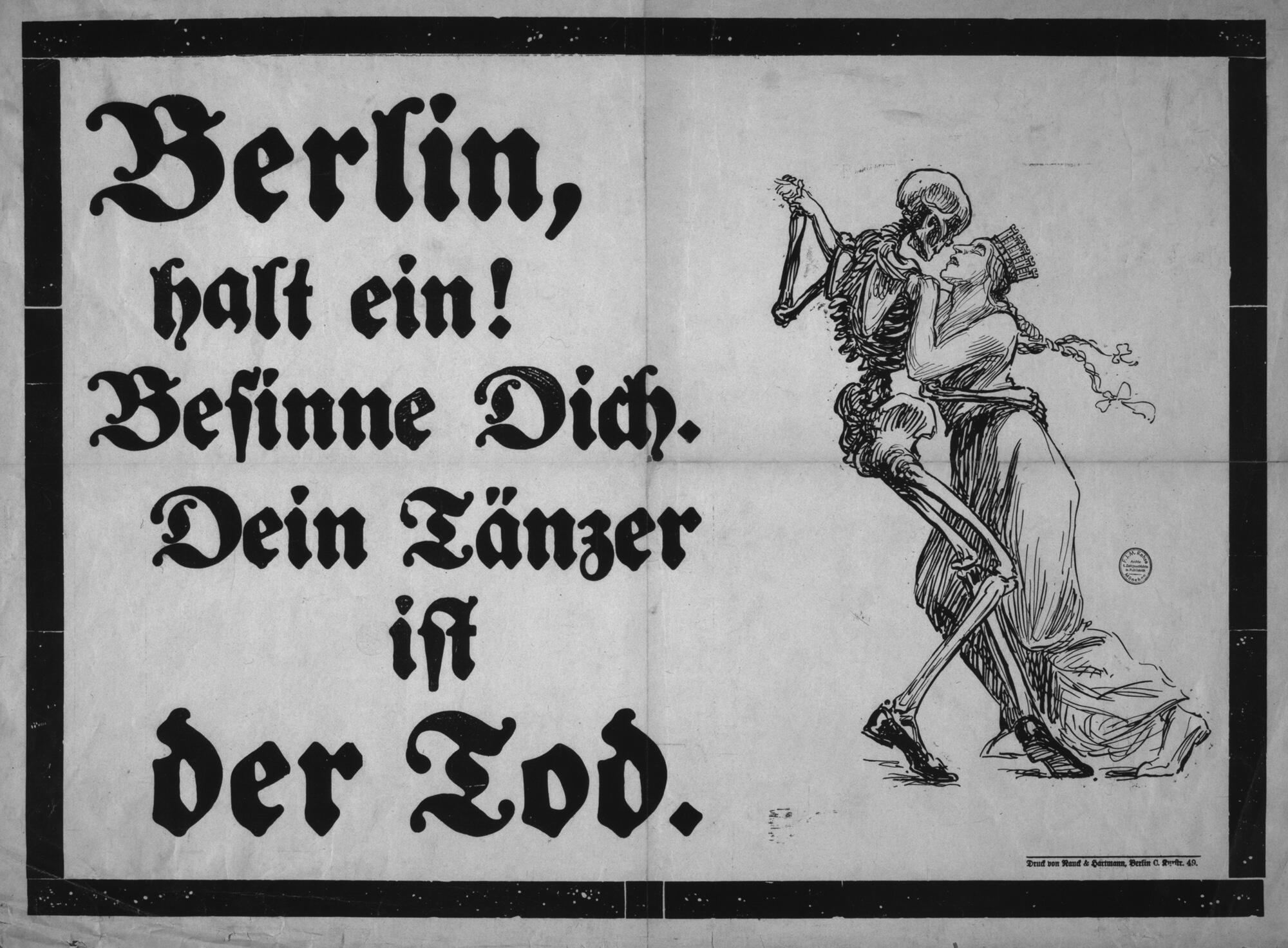 Cartel contra el baile como propagador de la sífilis en Berlín en 1919