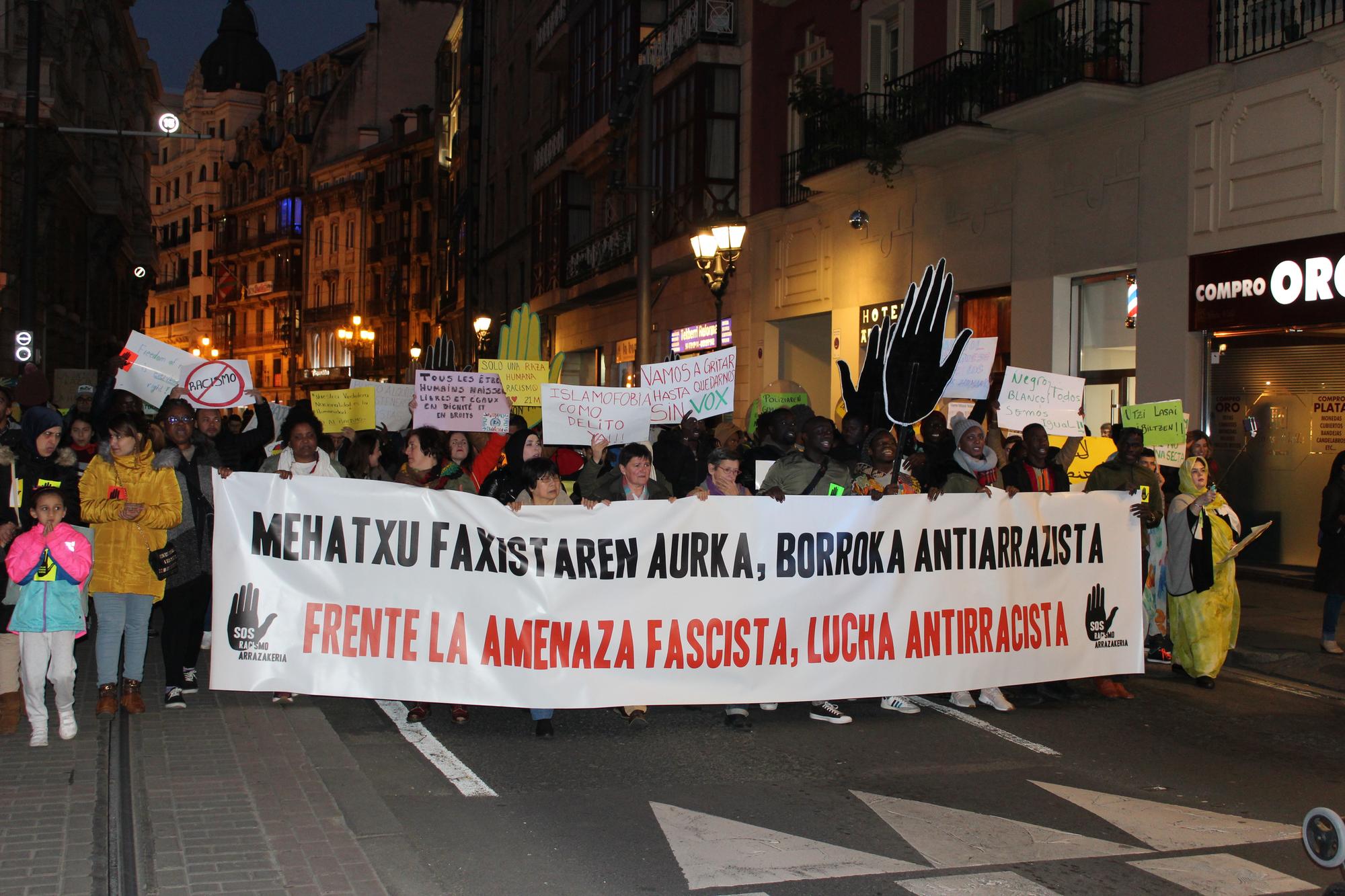 Manifestación contra el racismo en Bilbao.